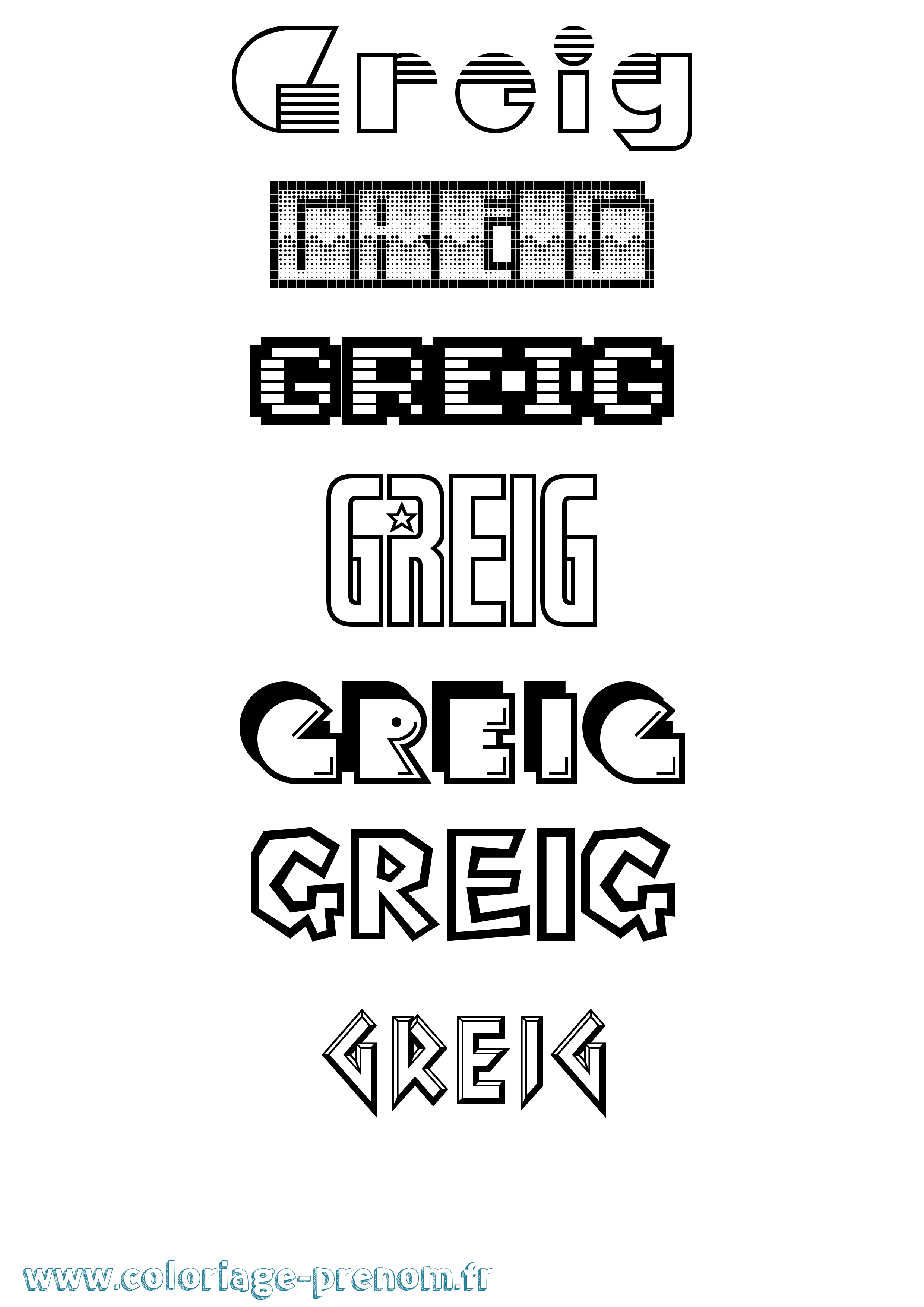 Coloriage Greig Jeux Vidéos Coloriage prénom Greig Jeux Vidéos