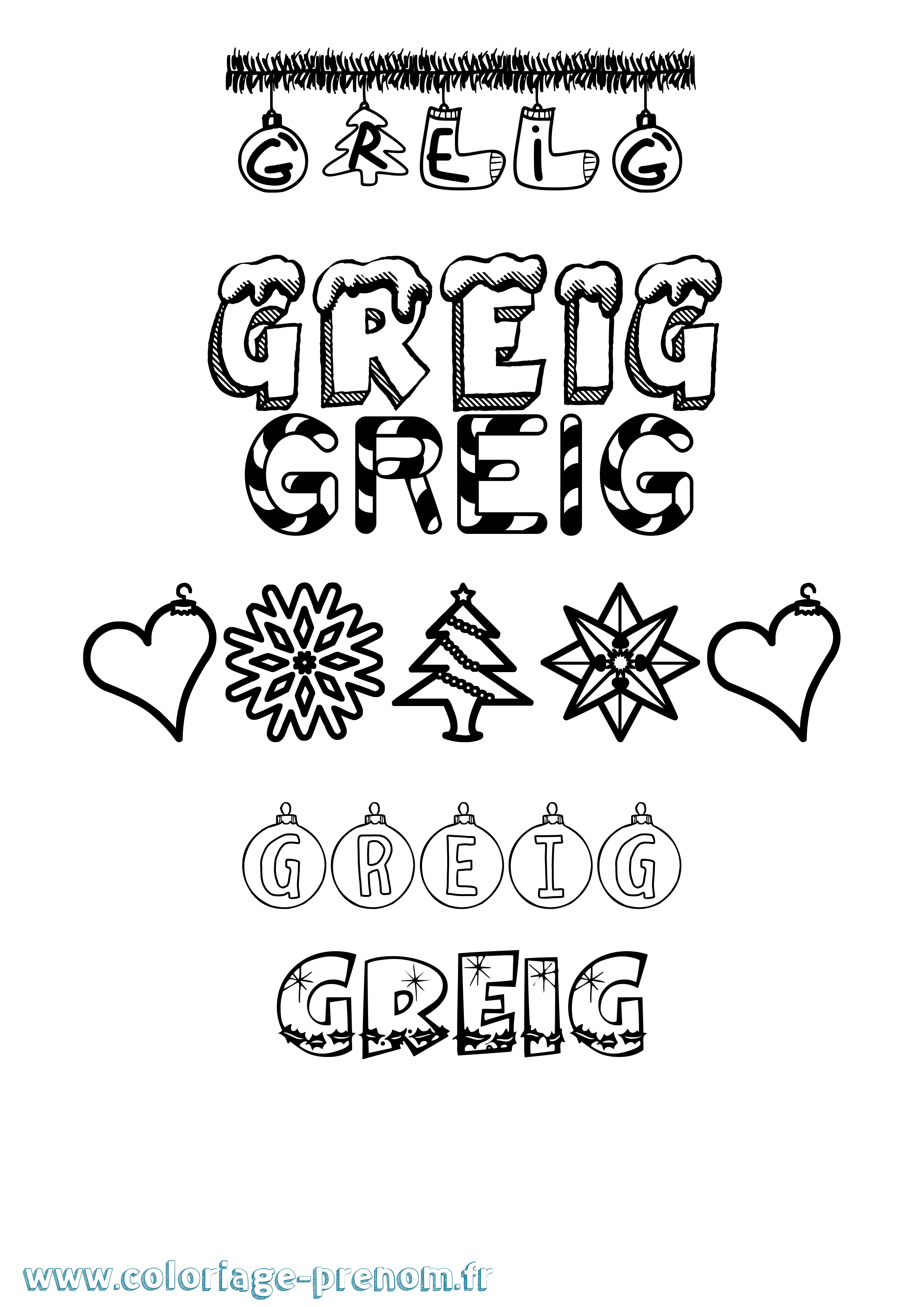 Coloriage Greig Noël Coloriage prénom Greig Noël