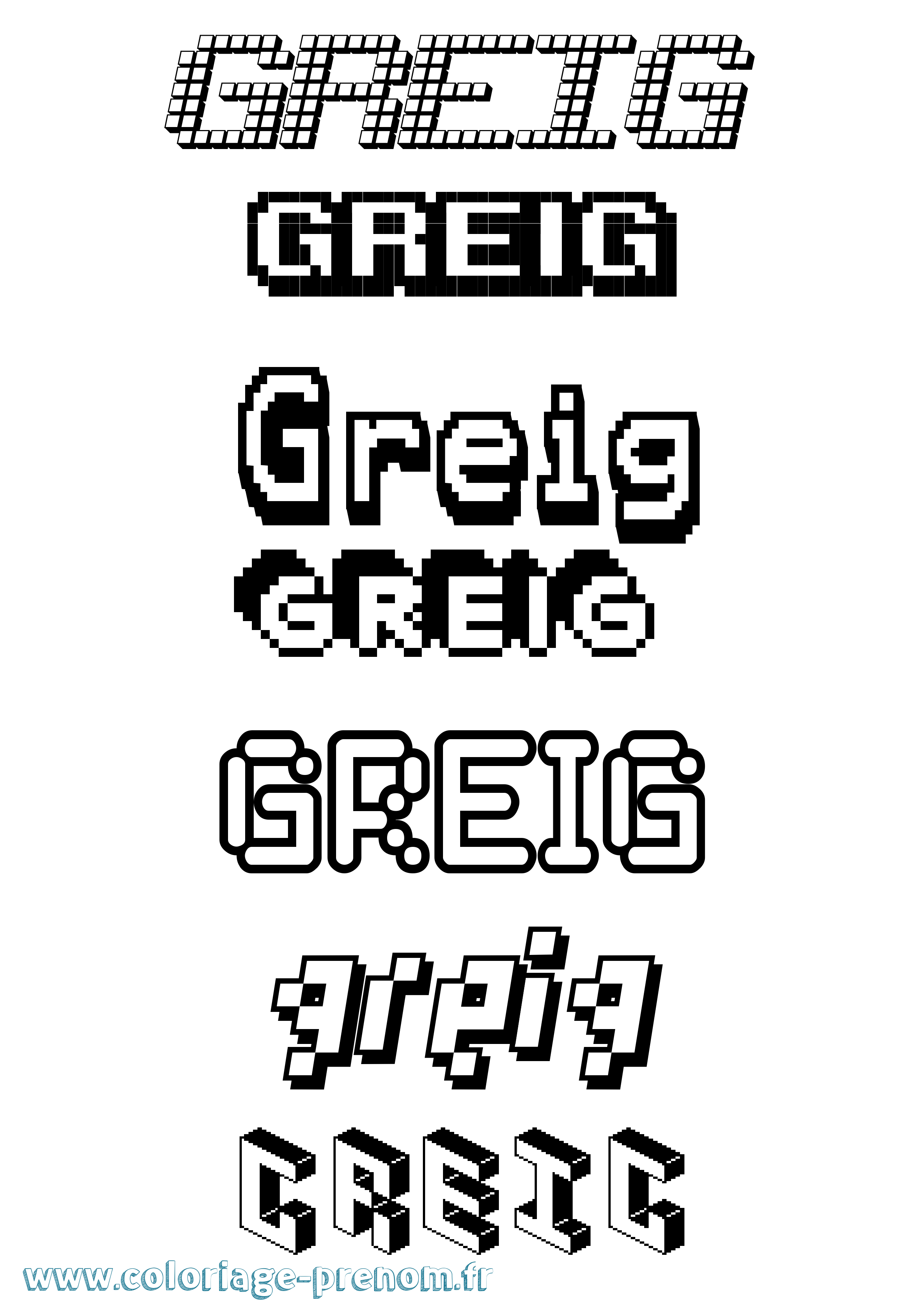Coloriage Greig Pixel Coloriage prénom Greig Pixel
