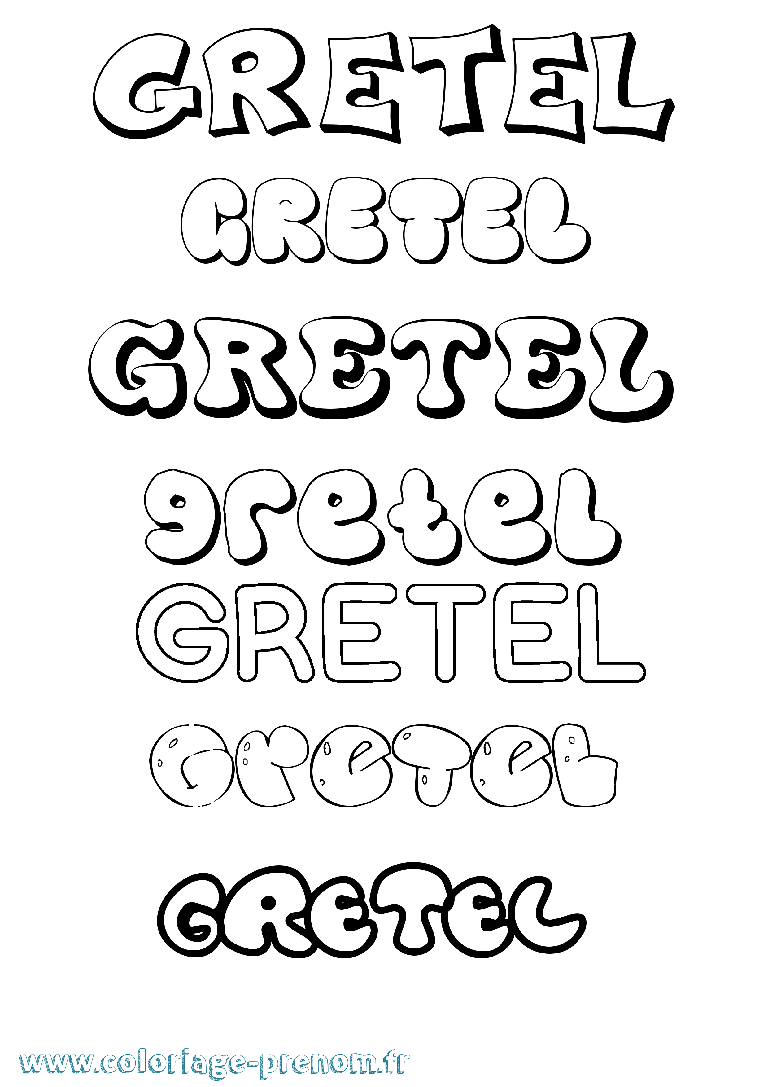 Coloriage Gretel Bubble Coloriage prénom Gretel Bubble