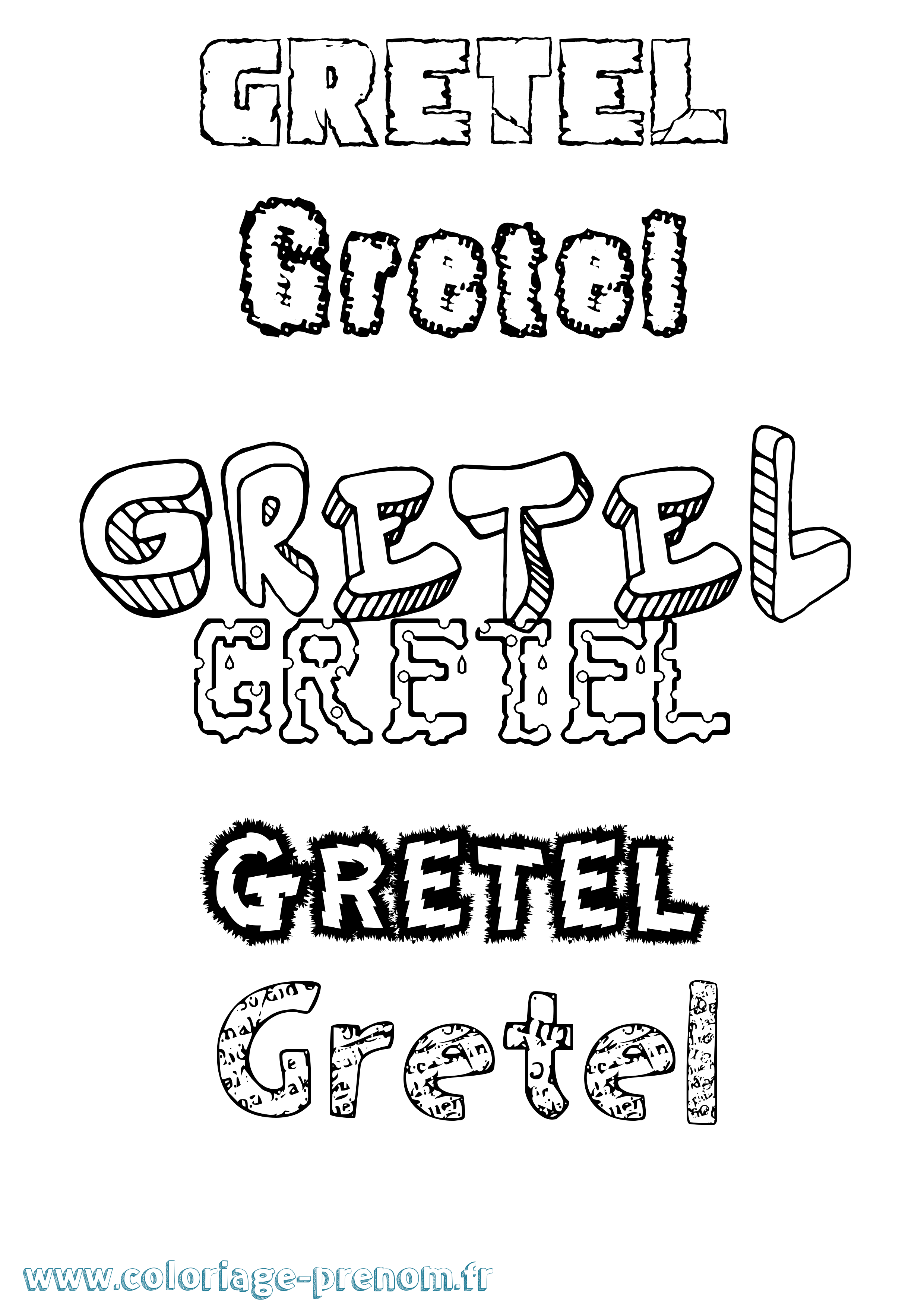 Coloriage Gretel Destructuré Coloriage prénom Gretel Destructuré