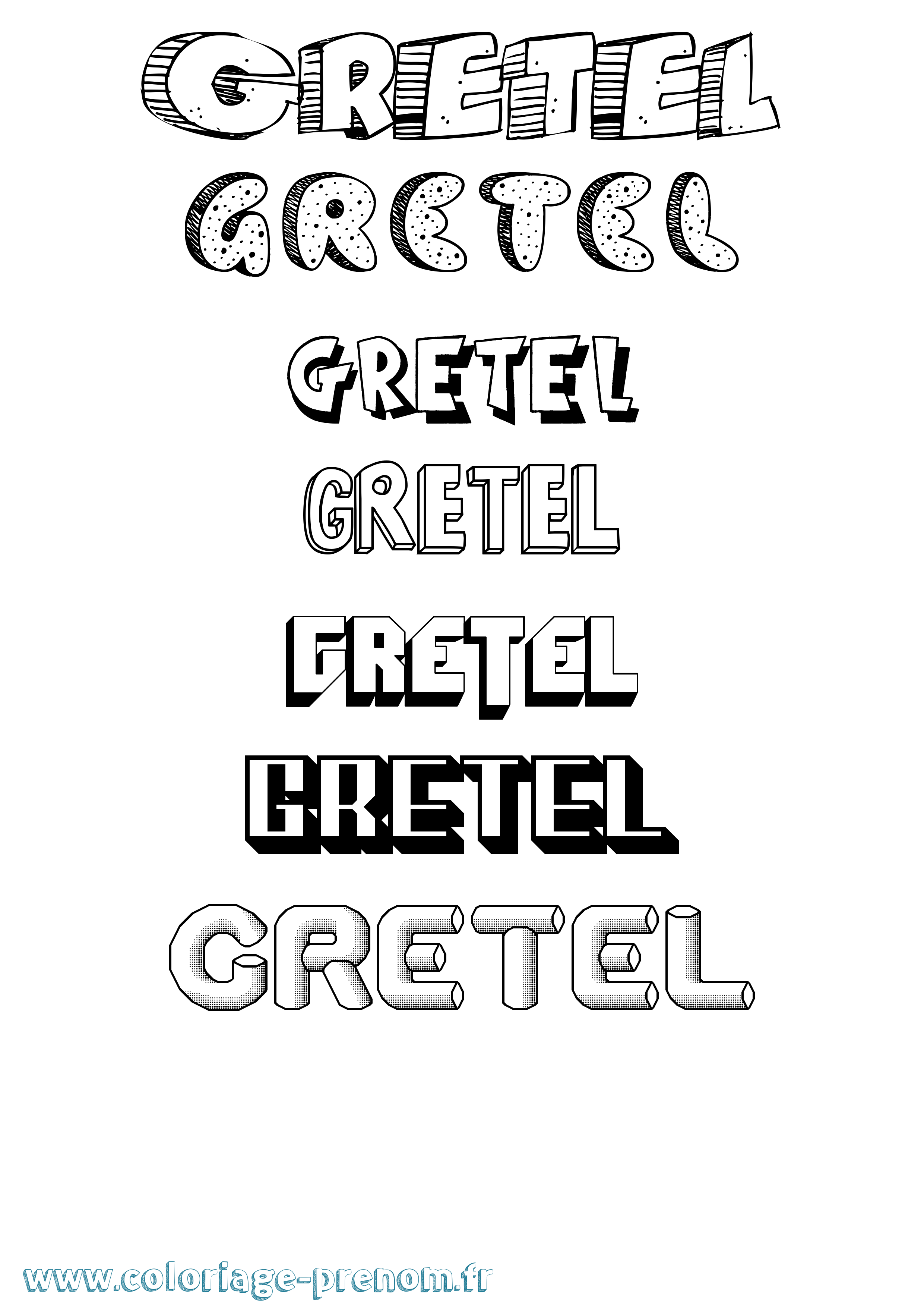 Coloriage Gretel Effet 3D Coloriage prénom Gretel Effet 3D