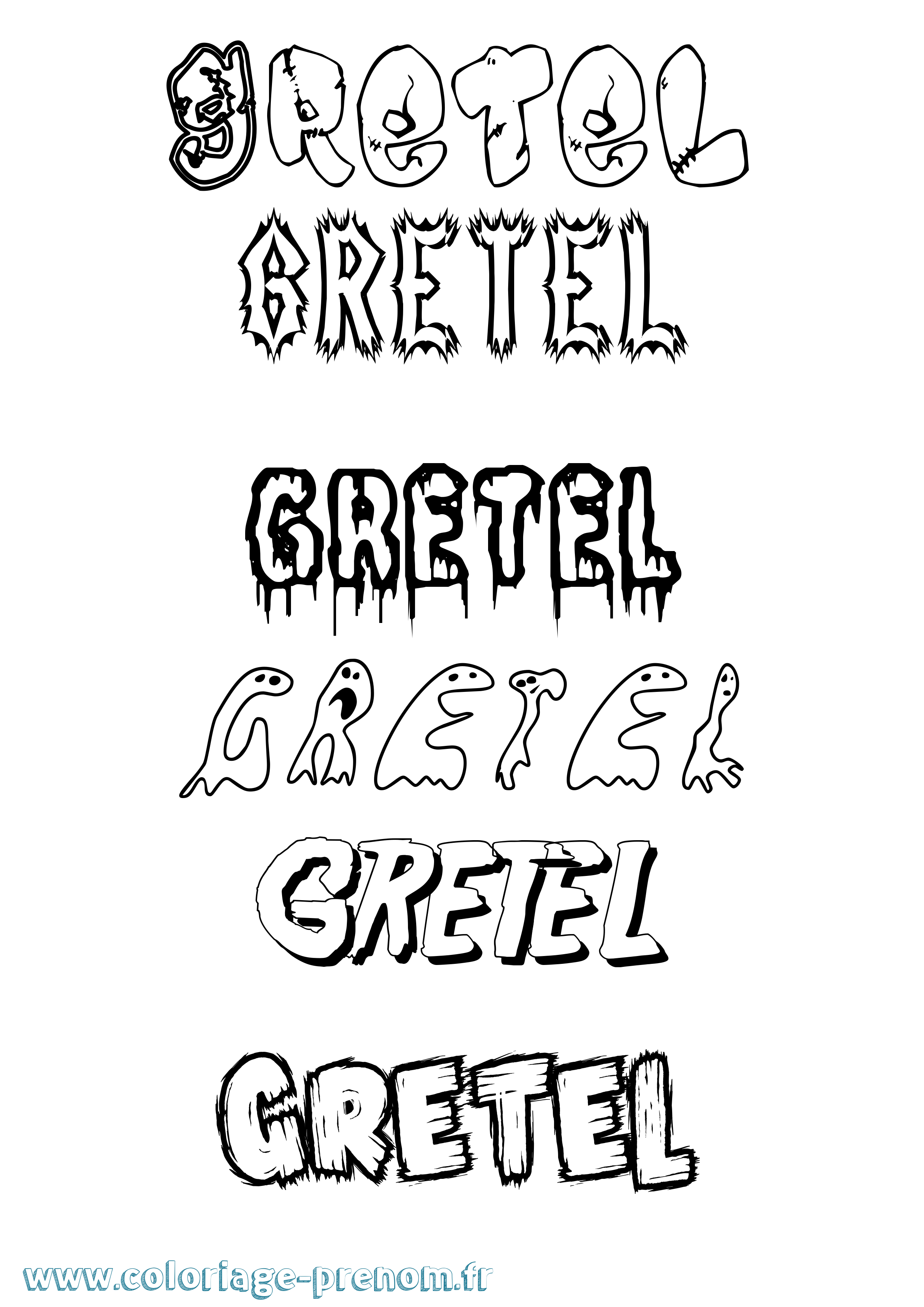 Coloriage Gretel Frisson Coloriage prénom Gretel Frisson