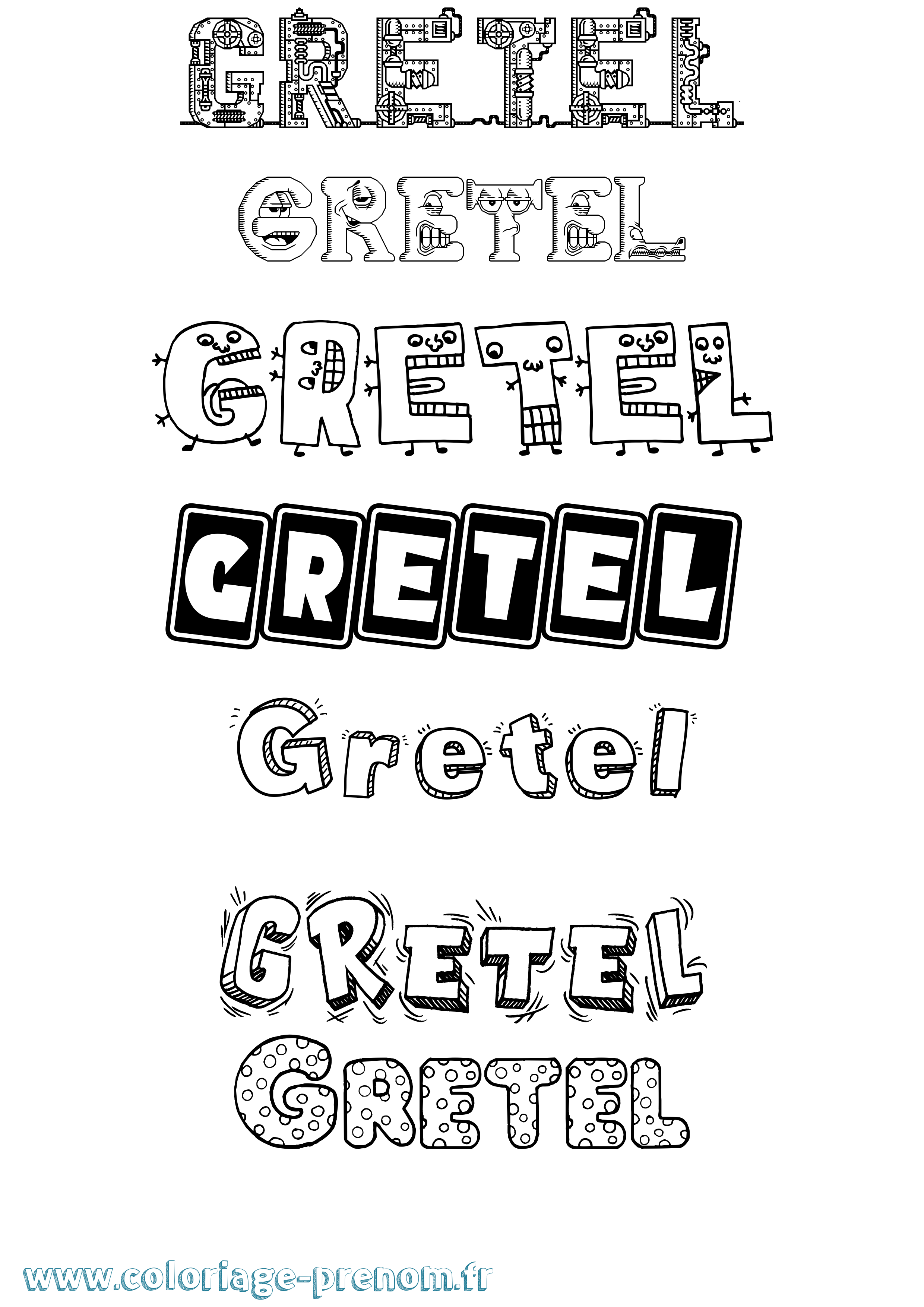 Coloriage Gretel Fun Coloriage prénom Gretel Fun