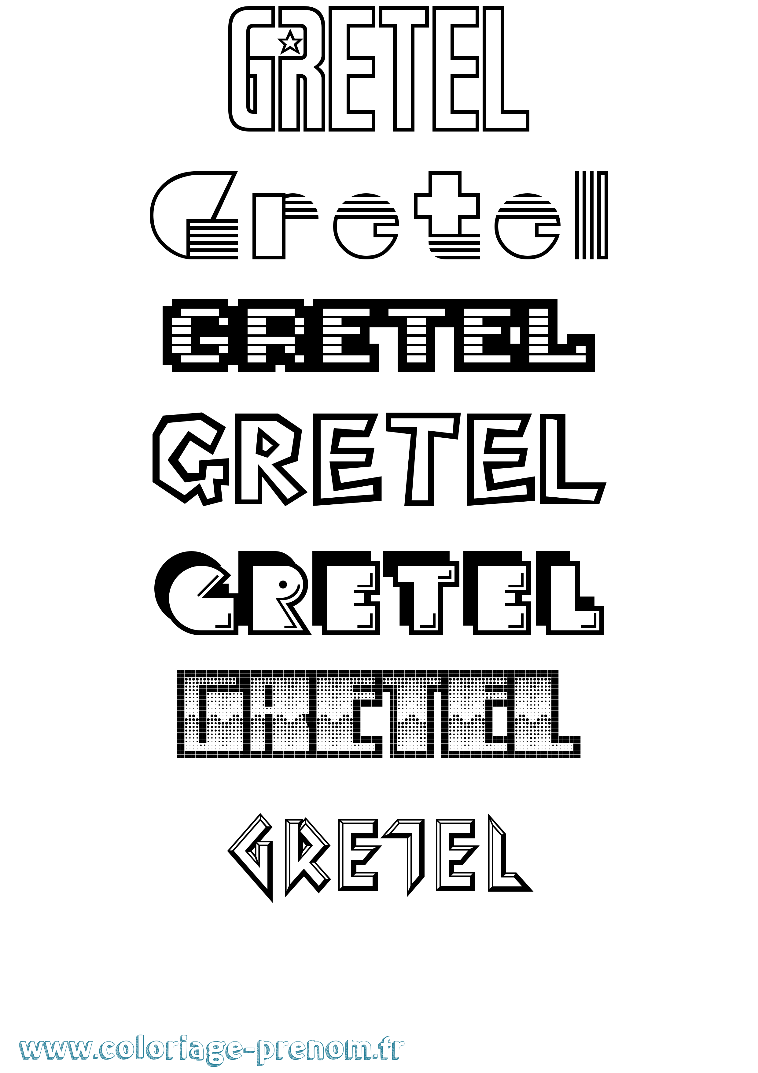 Coloriage Gretel Jeux Vidéos Coloriage prénom Gretel Jeux Vidéos