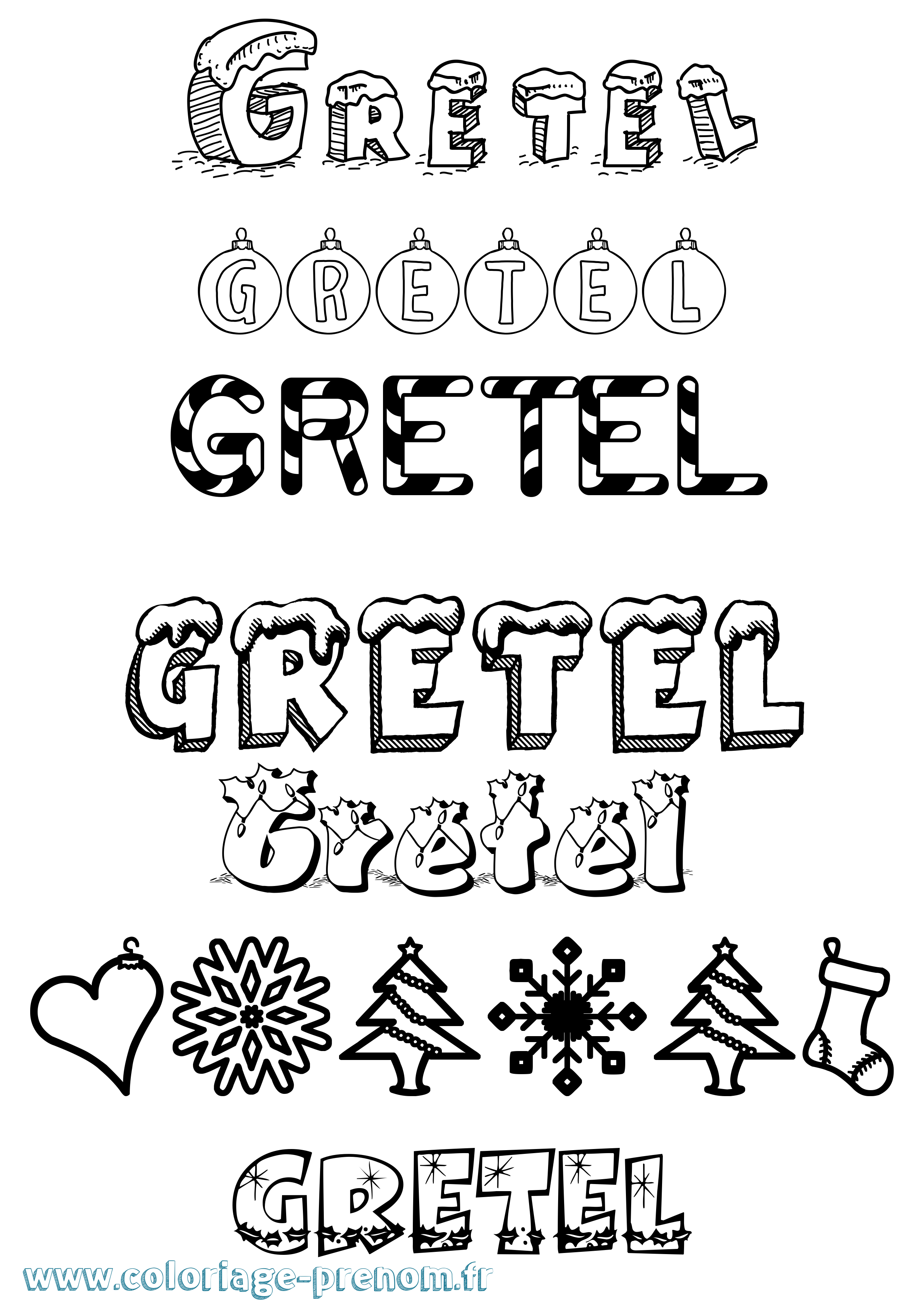 Coloriage Gretel Noël Coloriage prénom Gretel Noël