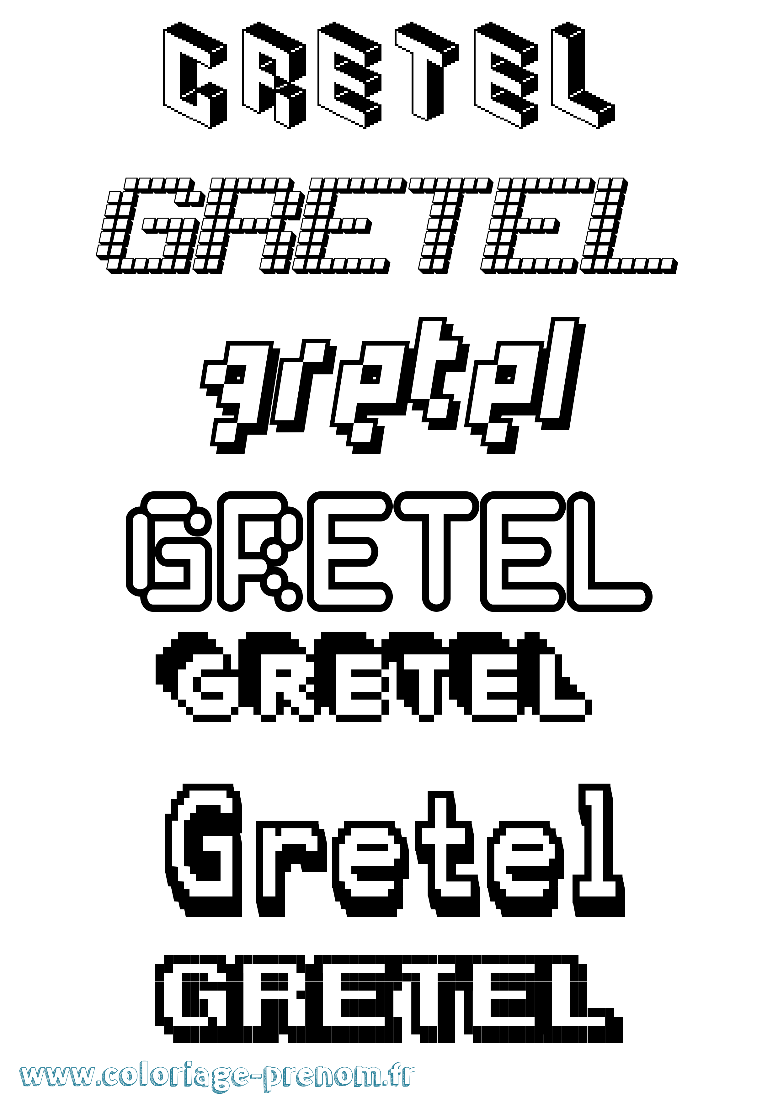 Coloriage Gretel Pixel Coloriage prénom Gretel Pixel