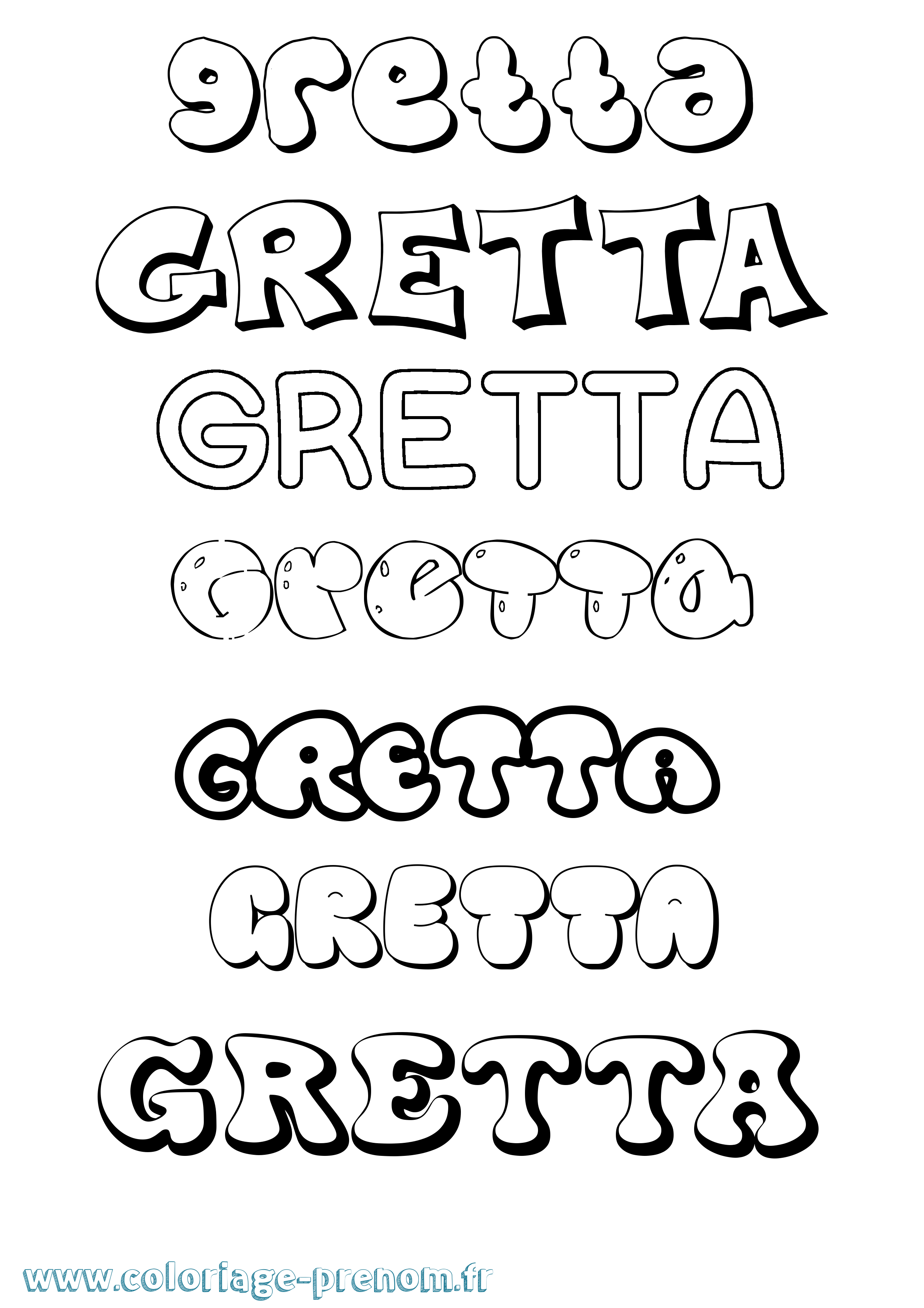 Coloriage Gretta Bubble Coloriage prénom Gretta Bubble