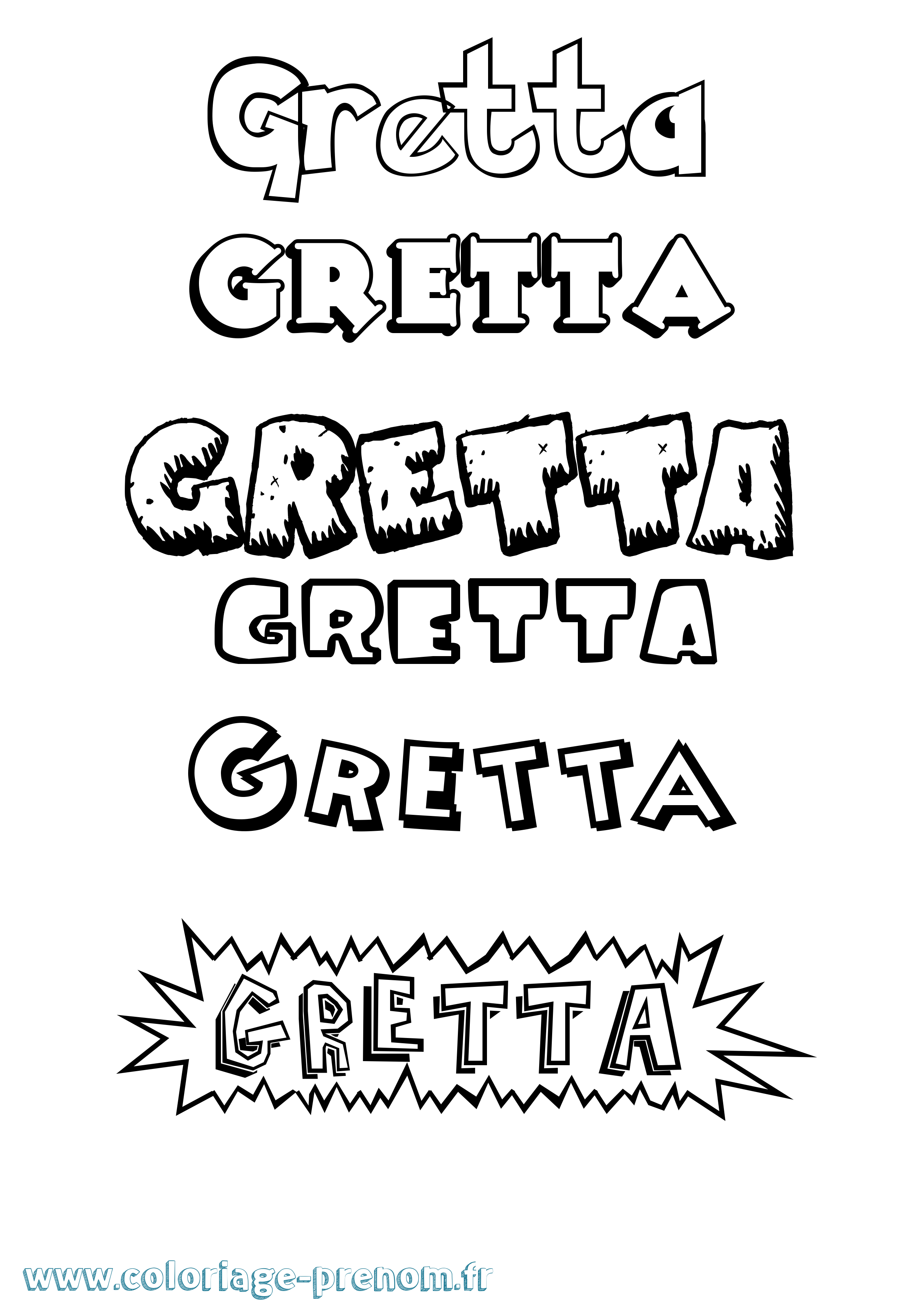Coloriage Gretta Dessin Animé Coloriage prénom Gretta Dessin Animé