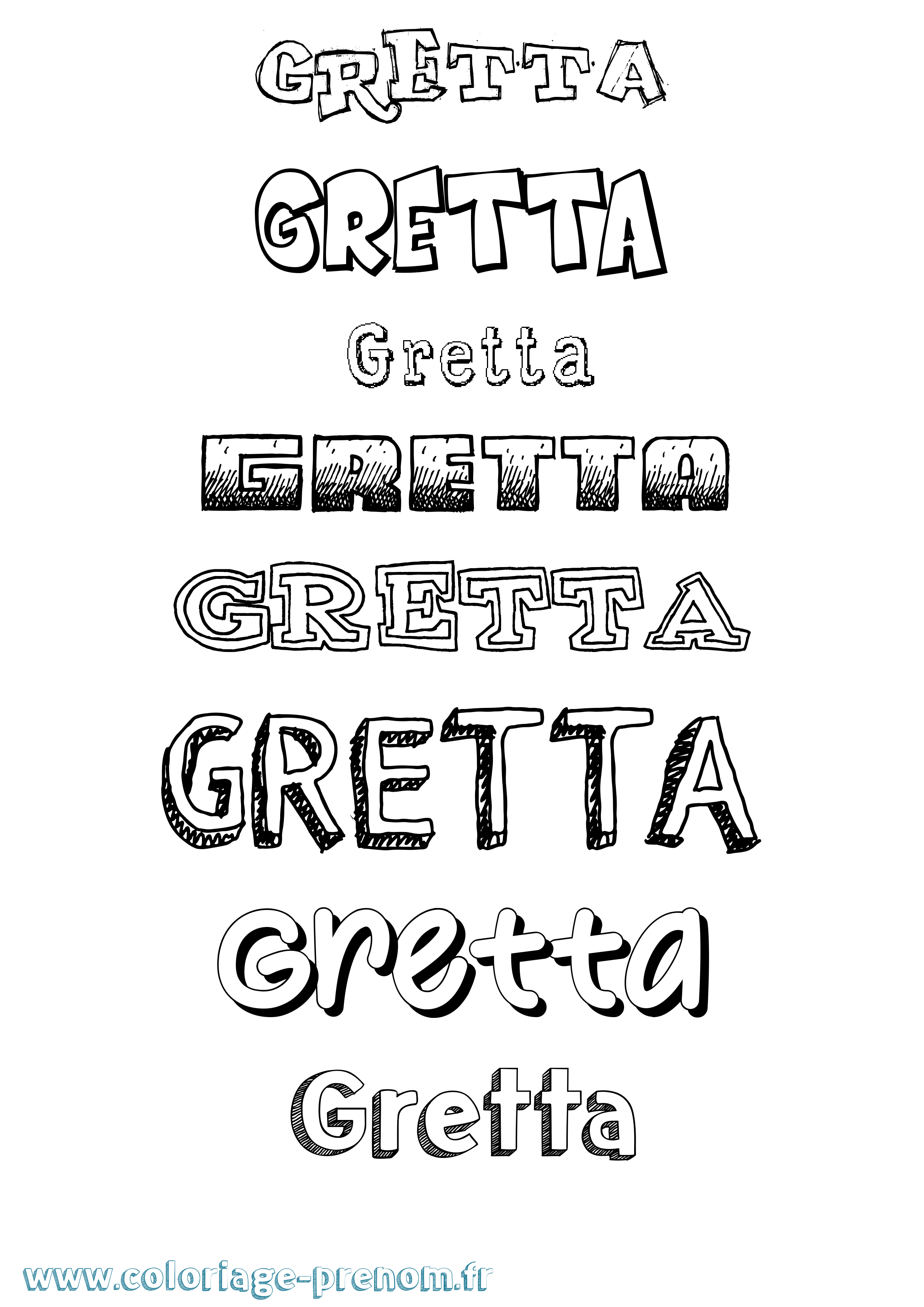 Coloriage Gretta Dessiné Coloriage prénom Gretta Dessiné