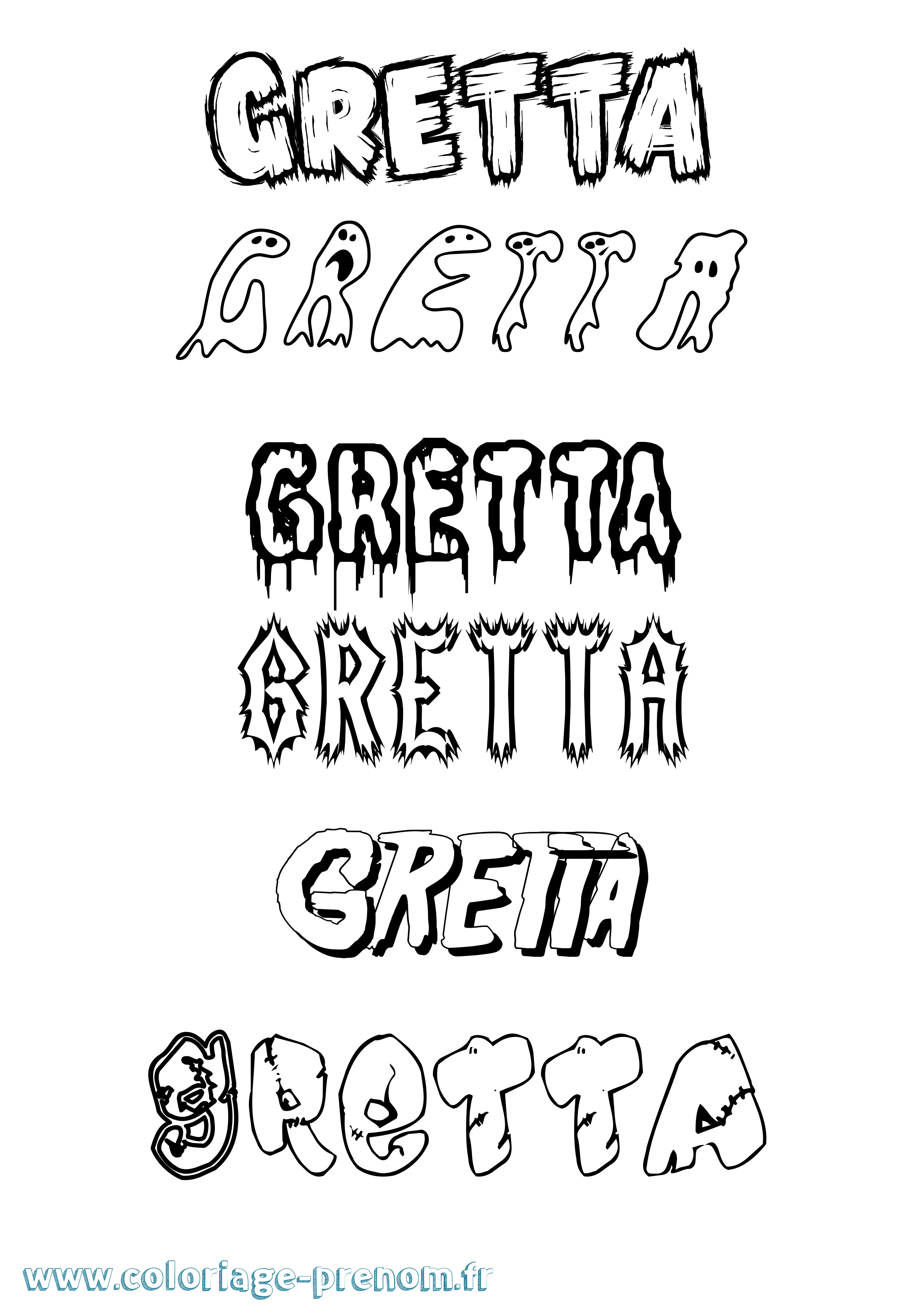 Coloriage Gretta Frisson Coloriage prénom Gretta Frisson