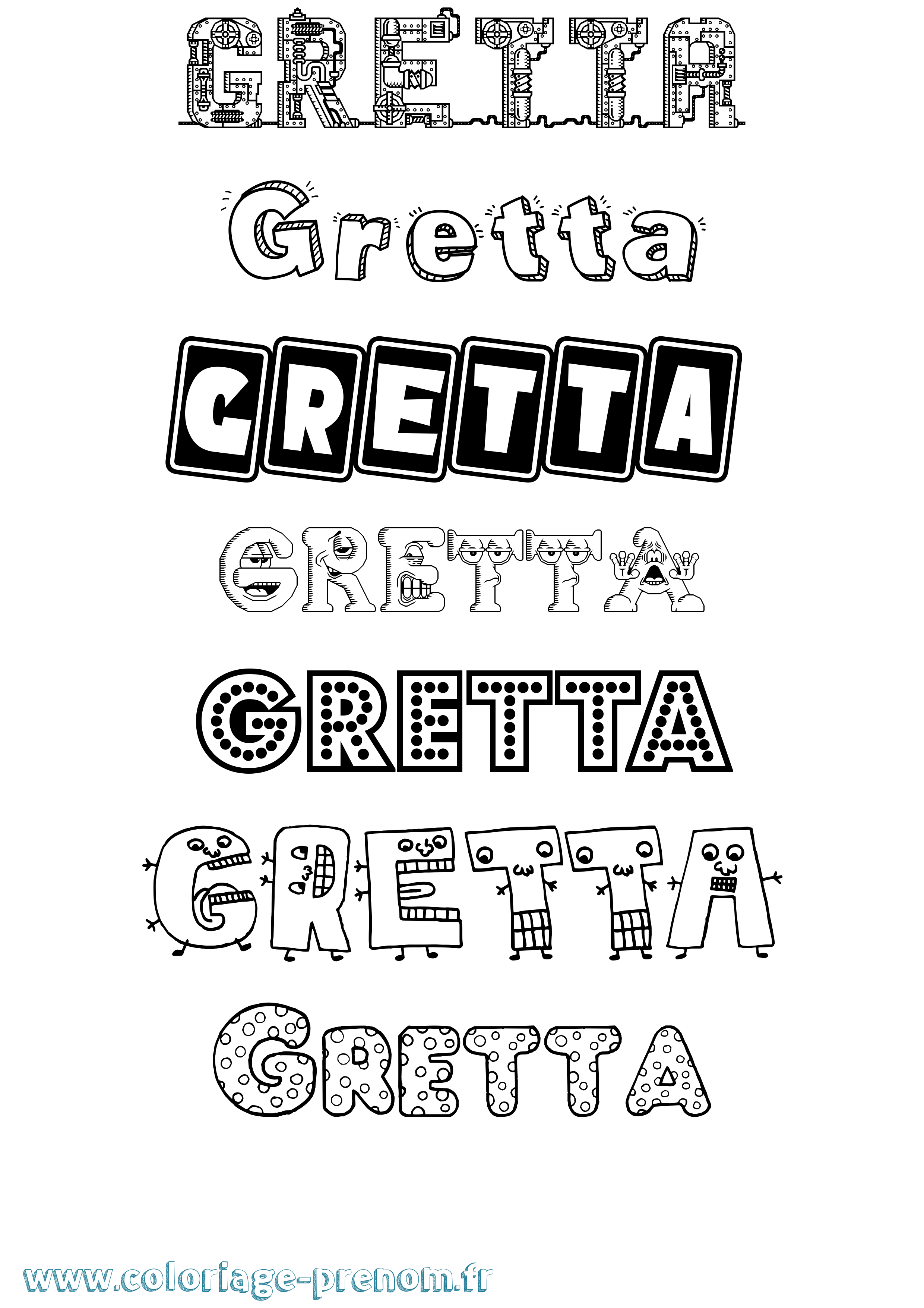 Coloriage Gretta Fun Coloriage prénom Gretta Fun