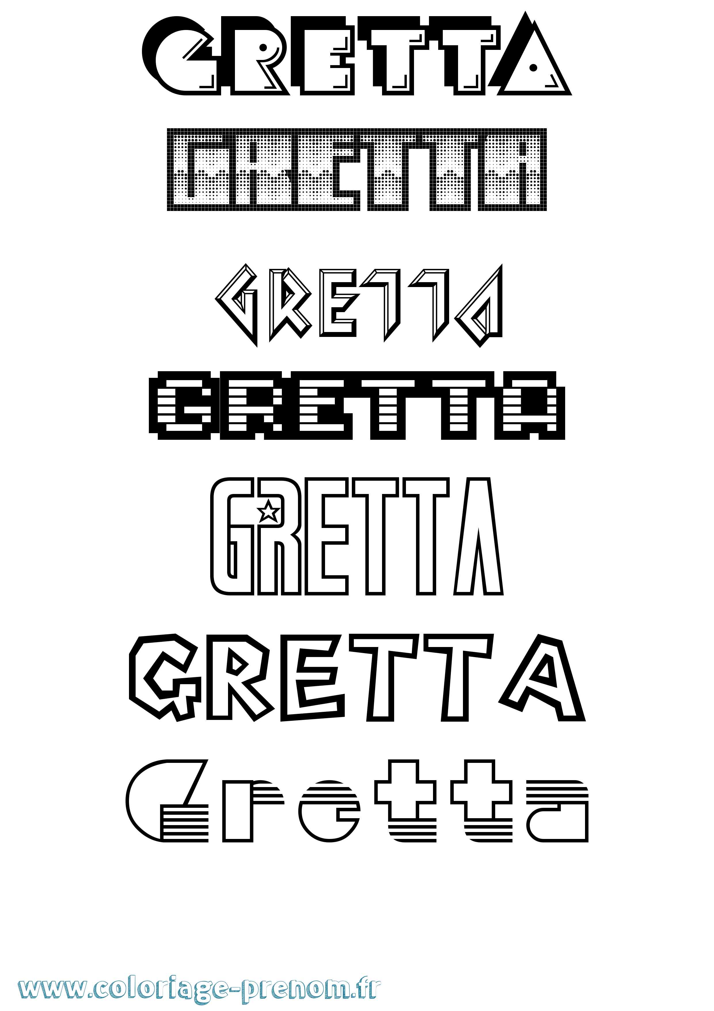 Coloriage Gretta Jeux Vidéos Coloriage prénom Gretta Jeux Vidéos