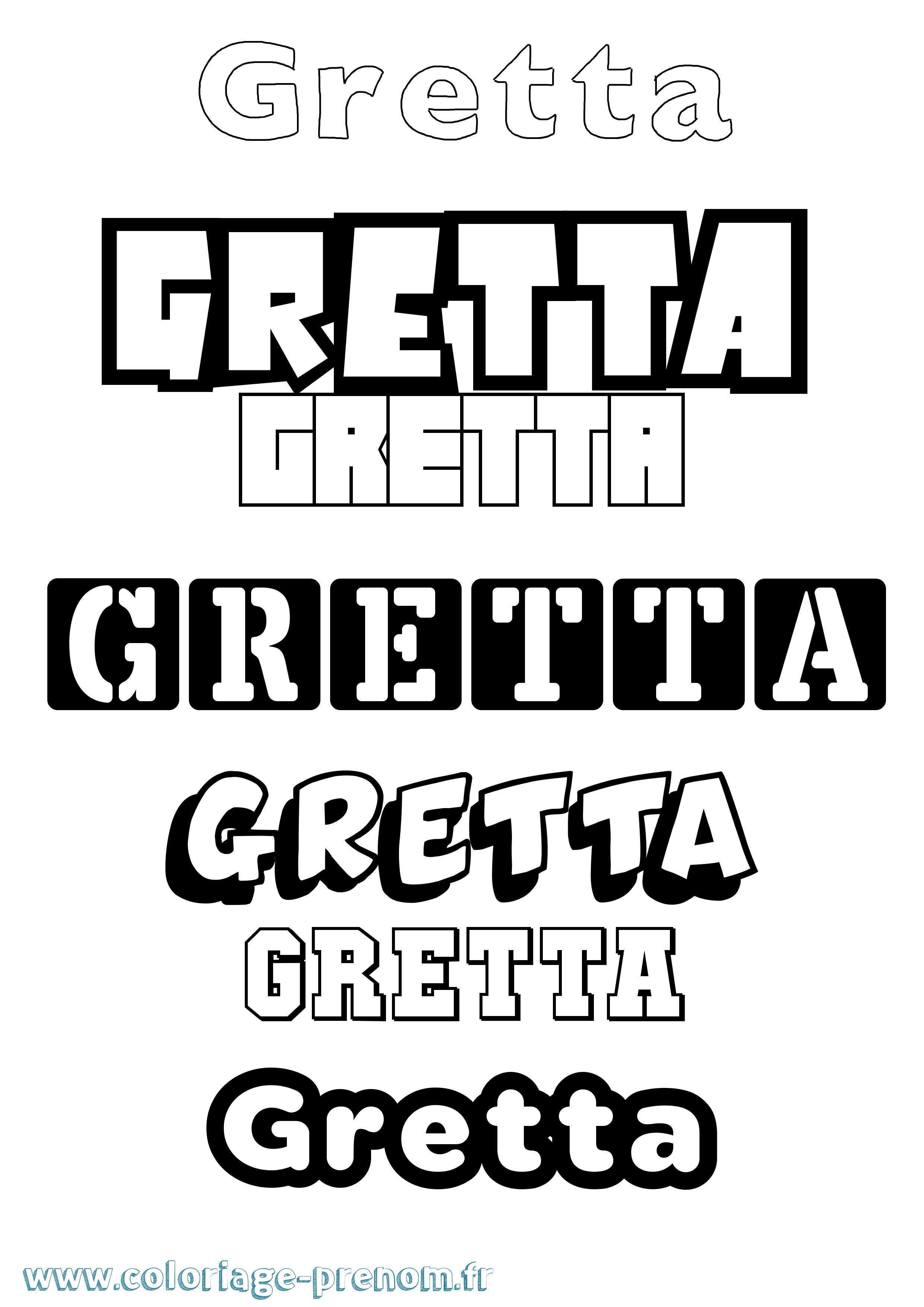 Coloriage Gretta Simple Coloriage prénom Gretta Simple
