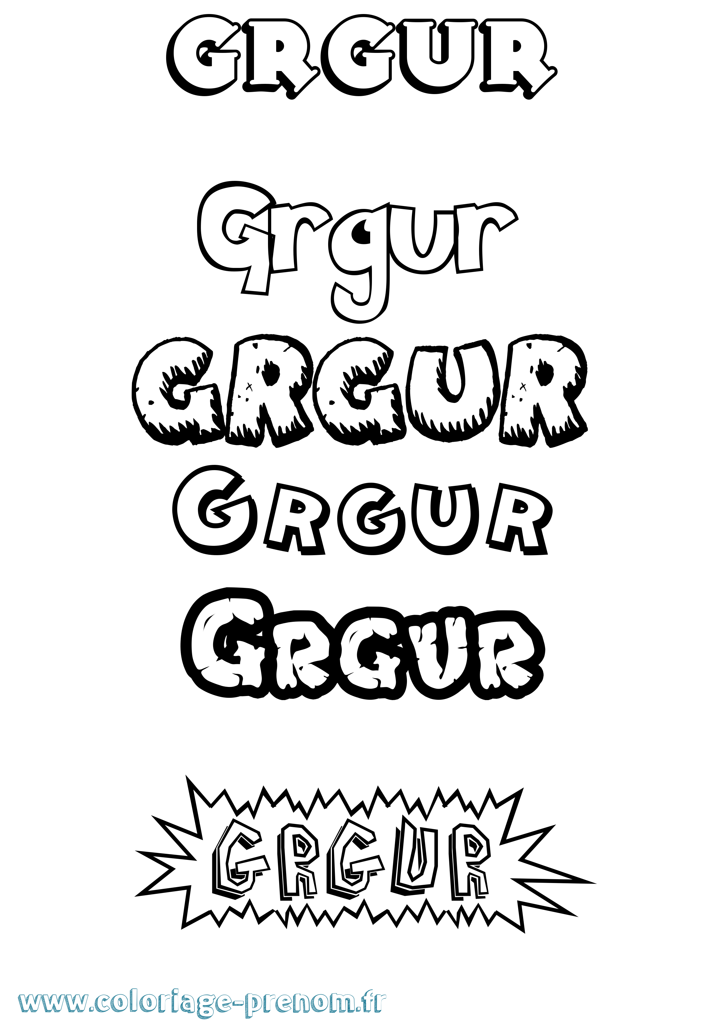 Coloriage Grgur Dessin Animé Coloriage prénom Grgur Dessin Animé