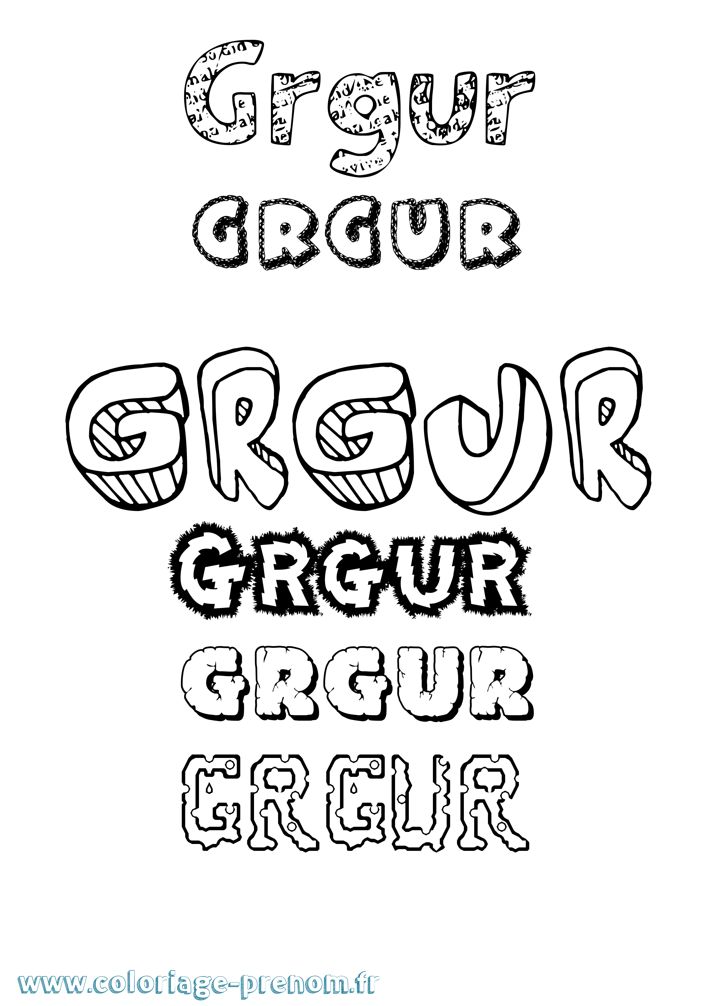 Coloriage Grgur Destructuré Coloriage prénom Grgur Destructuré