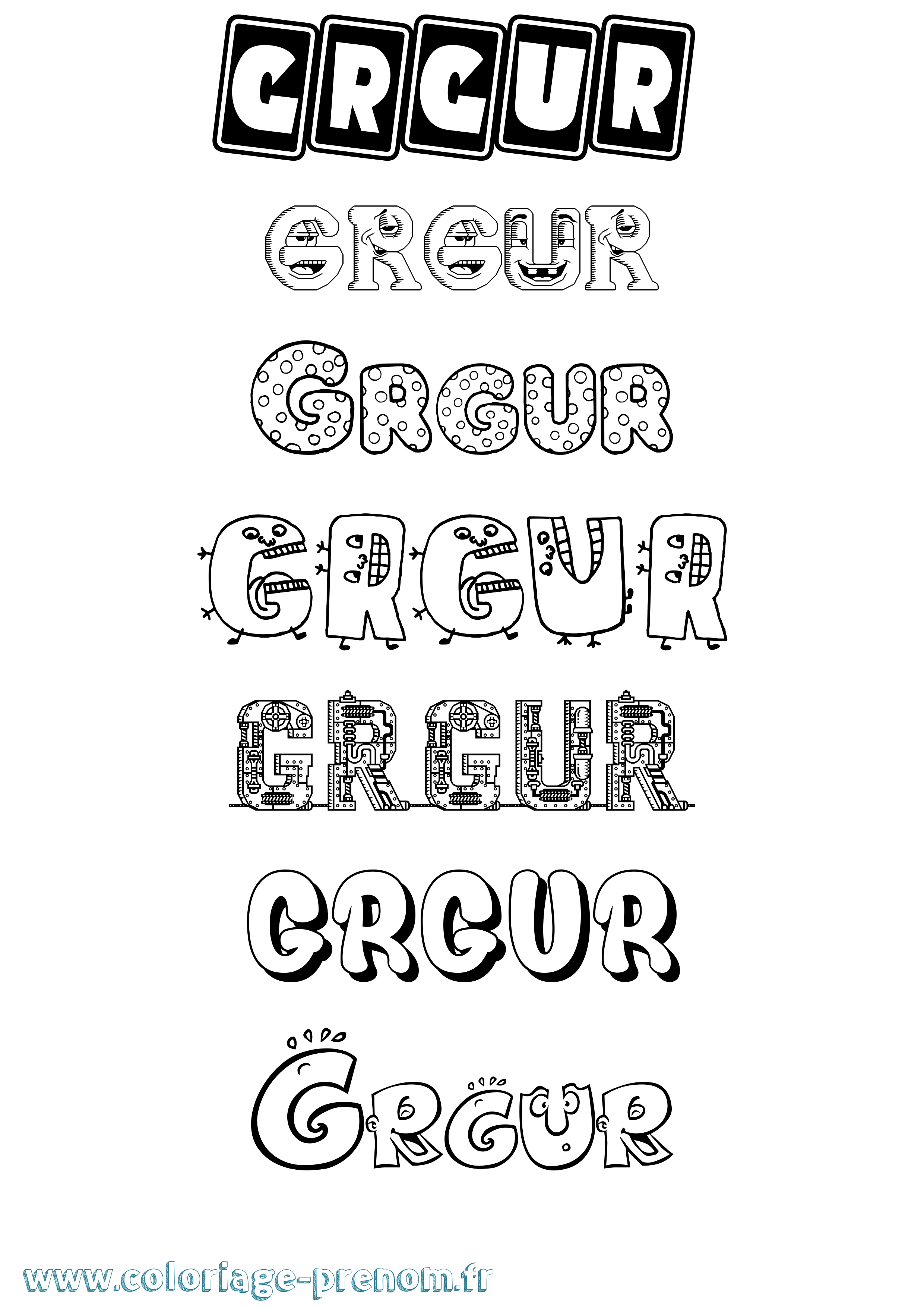Coloriage Grgur Fun Coloriage prénom Grgur Fun