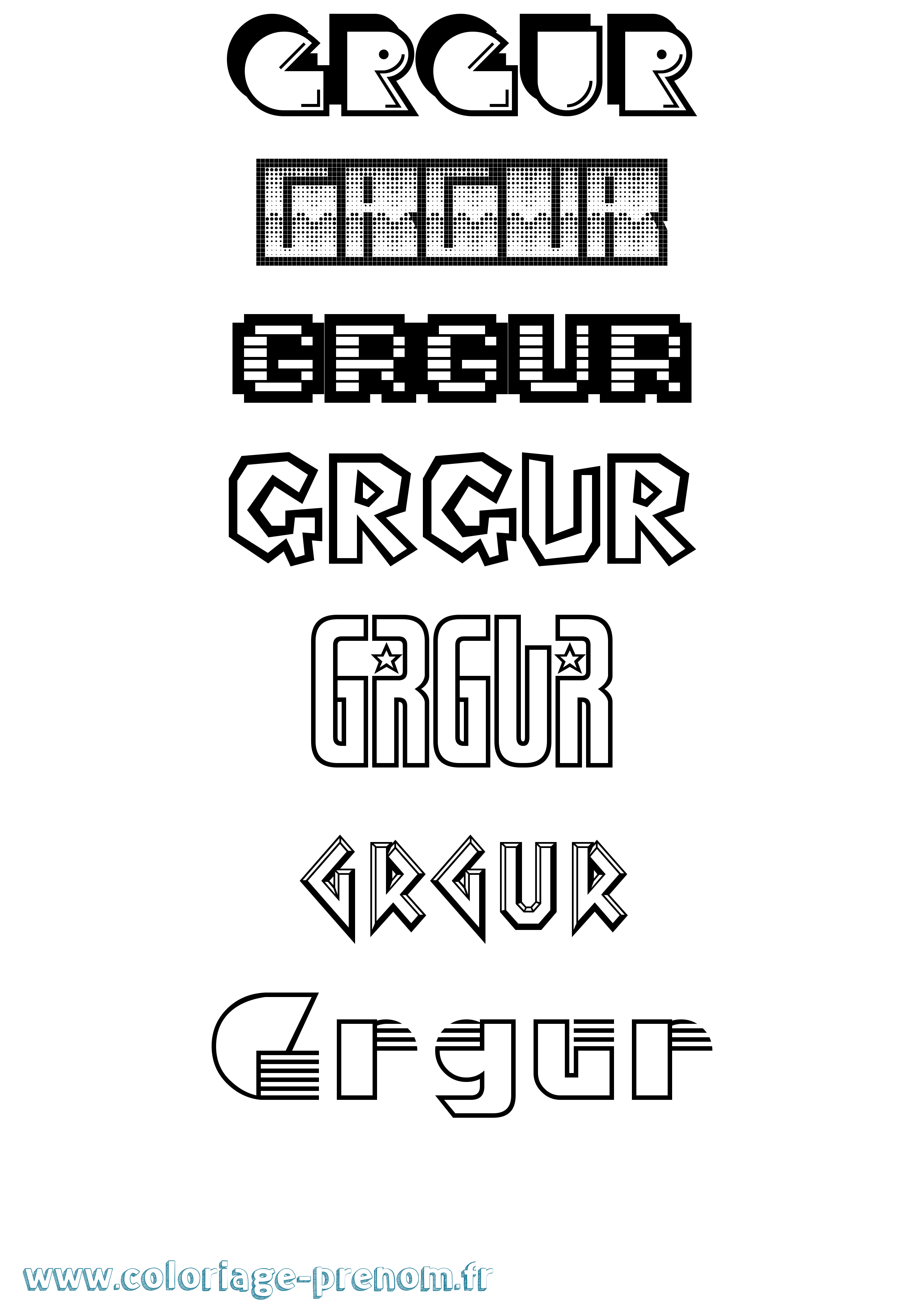 Coloriage Grgur Jeux Vidéos Coloriage prénom Grgur Jeux Vidéos