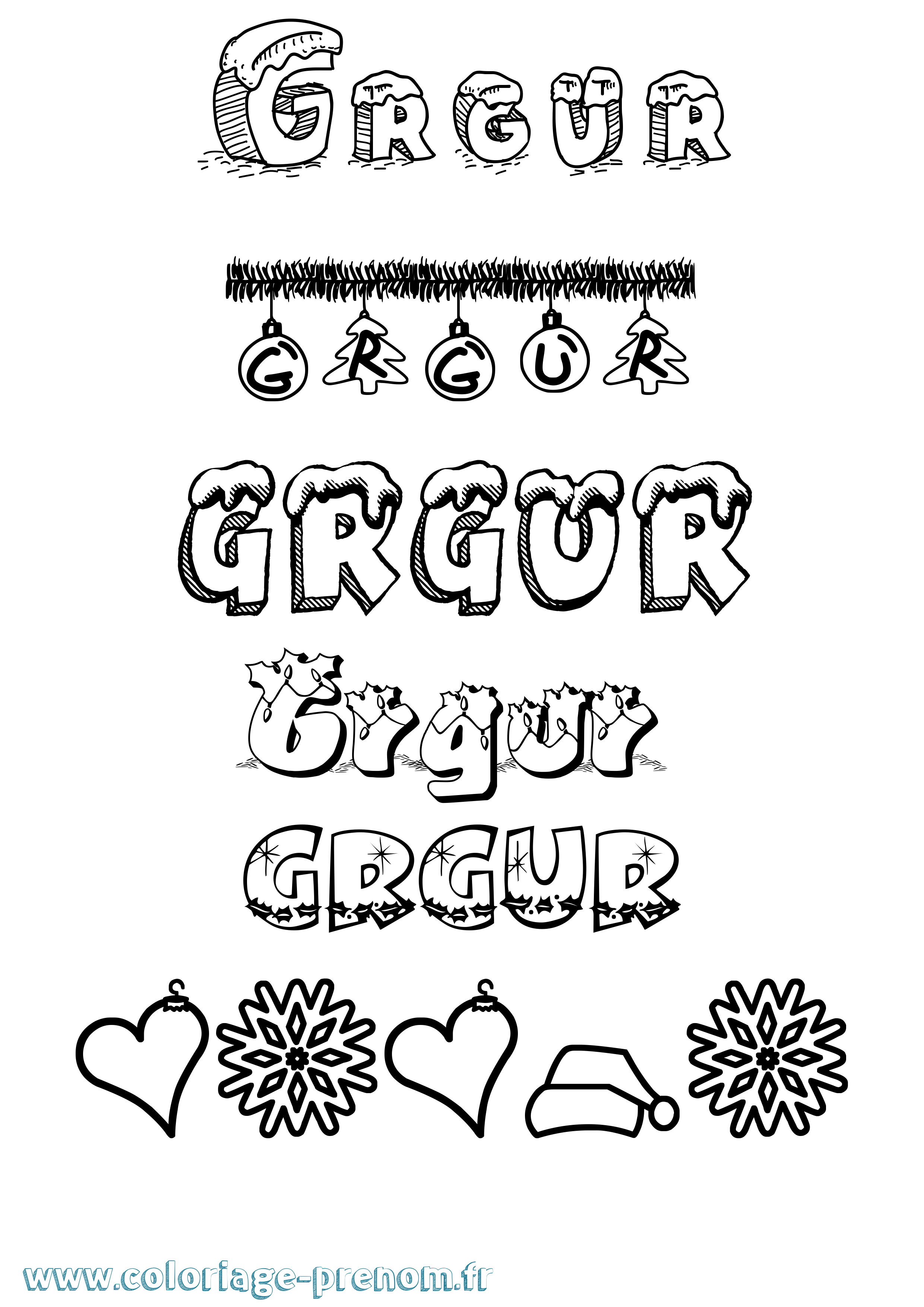 Coloriage Grgur Noël Coloriage prénom Grgur Noël
