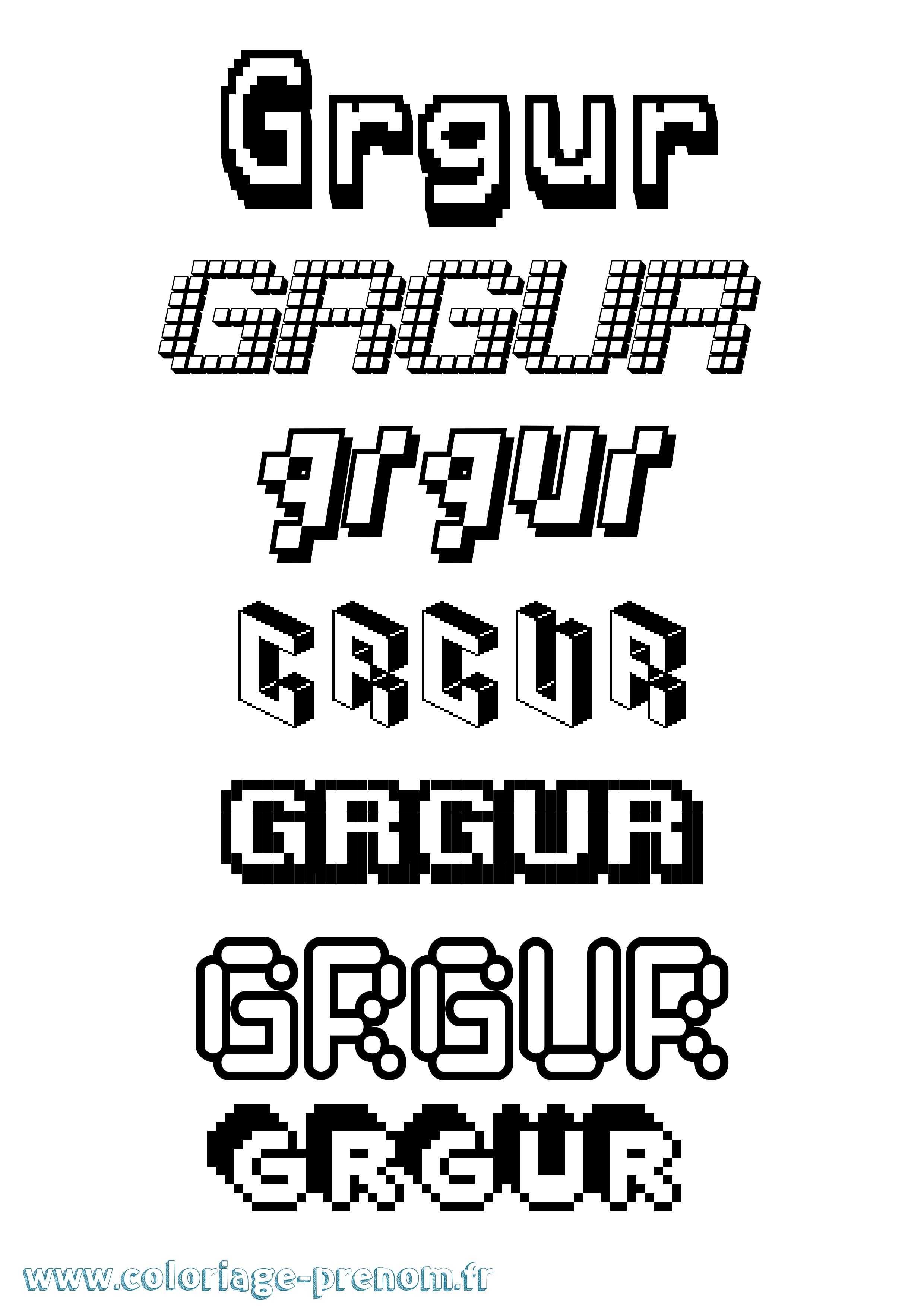 Coloriage Grgur Pixel Coloriage prénom Grgur Pixel