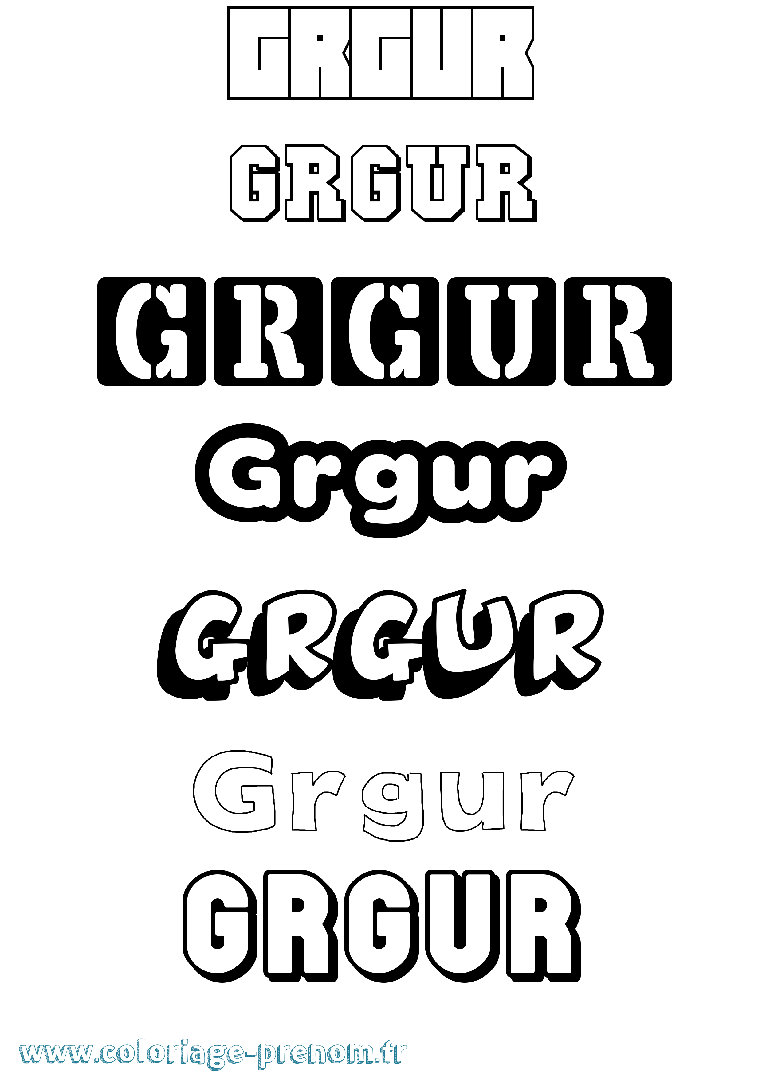 Coloriage Grgur Simple Coloriage prénom Grgur Simple