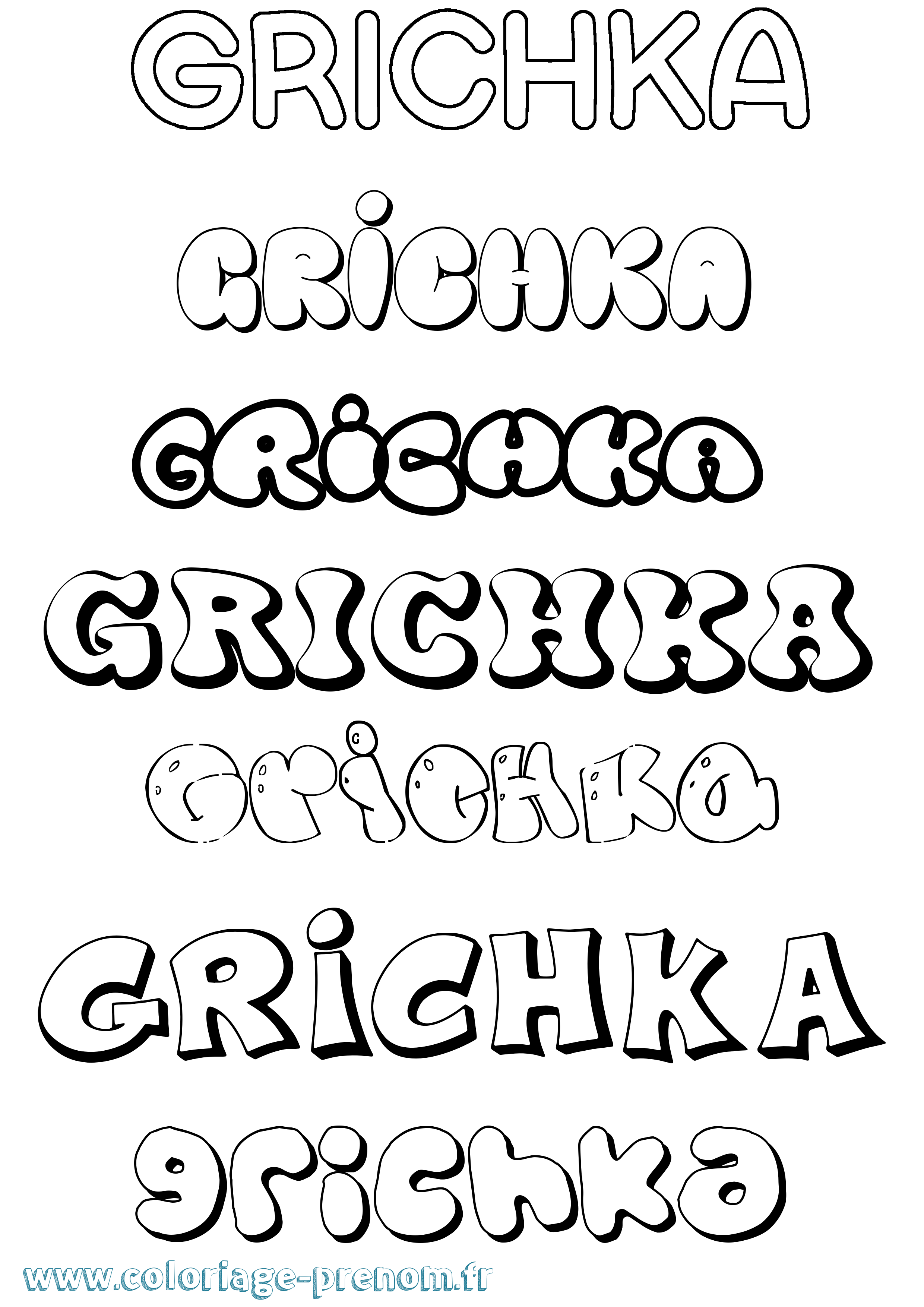 Coloriage Grichka Bubble Coloriage prénom Grichka Bubble