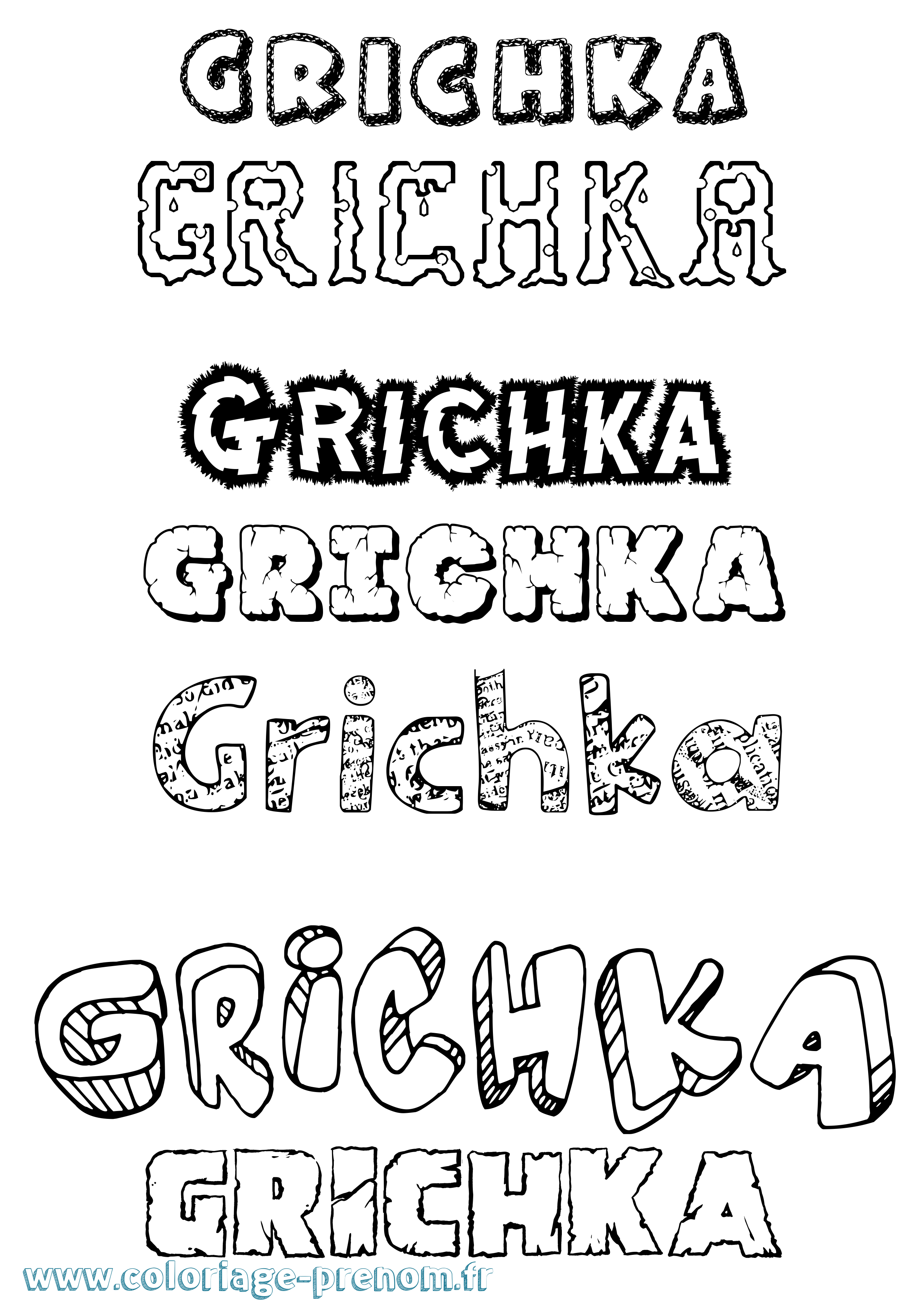 Coloriage Grichka Destructuré Coloriage prénom Grichka Destructuré