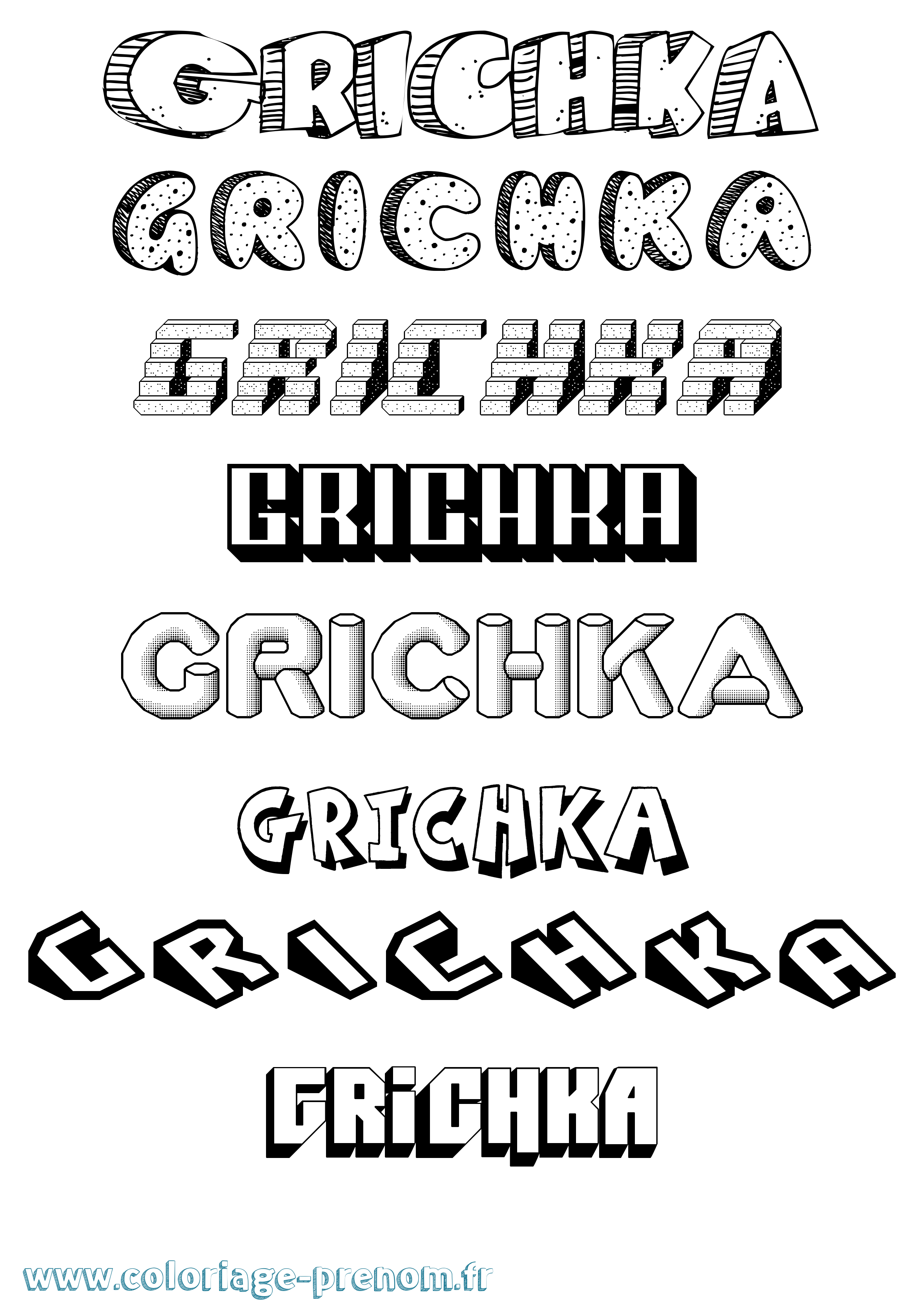 Coloriage Grichka Effet 3D Coloriage prénom Grichka Effet 3D