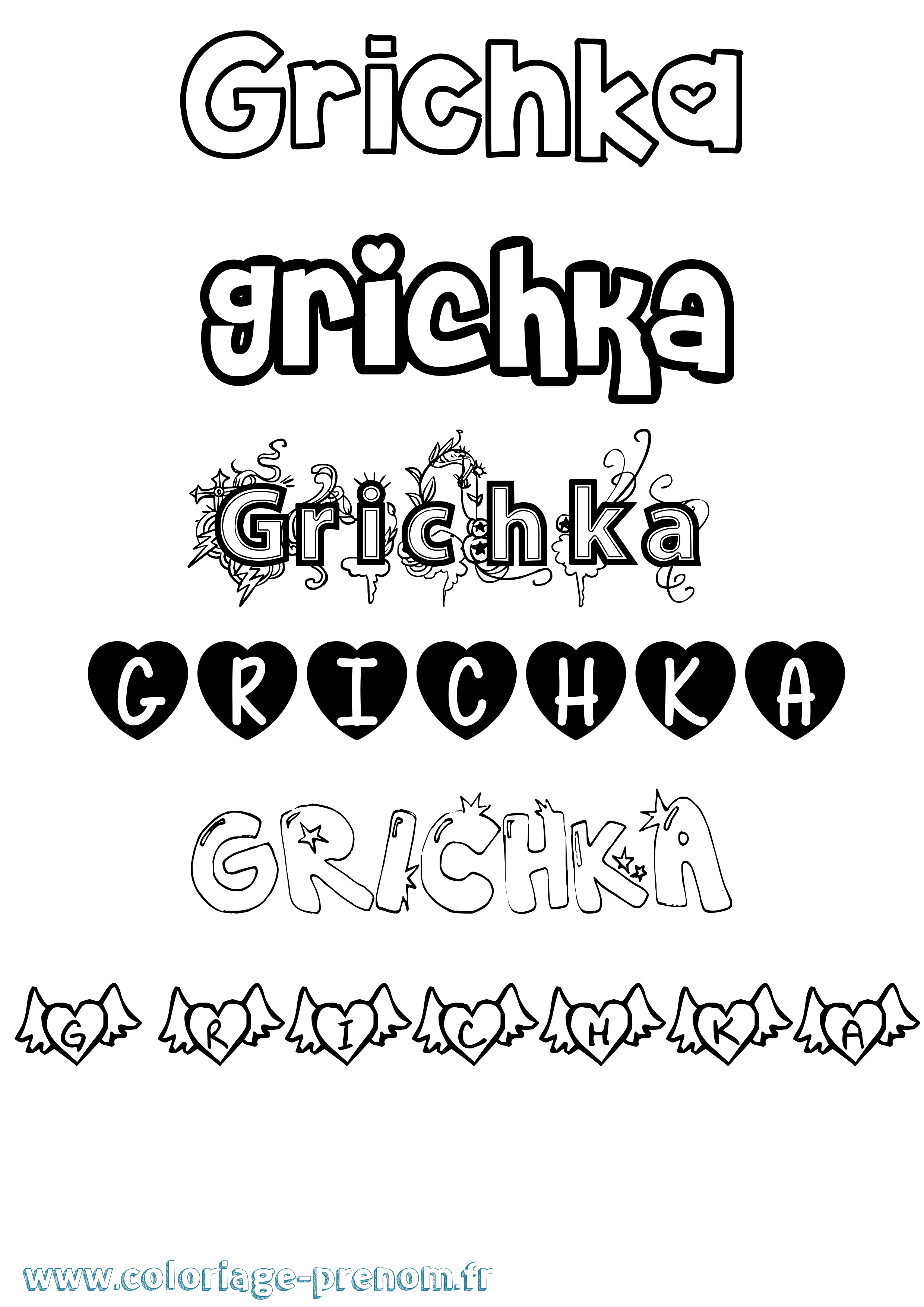 Coloriage Grichka Girly Coloriage prénom Grichka Girly