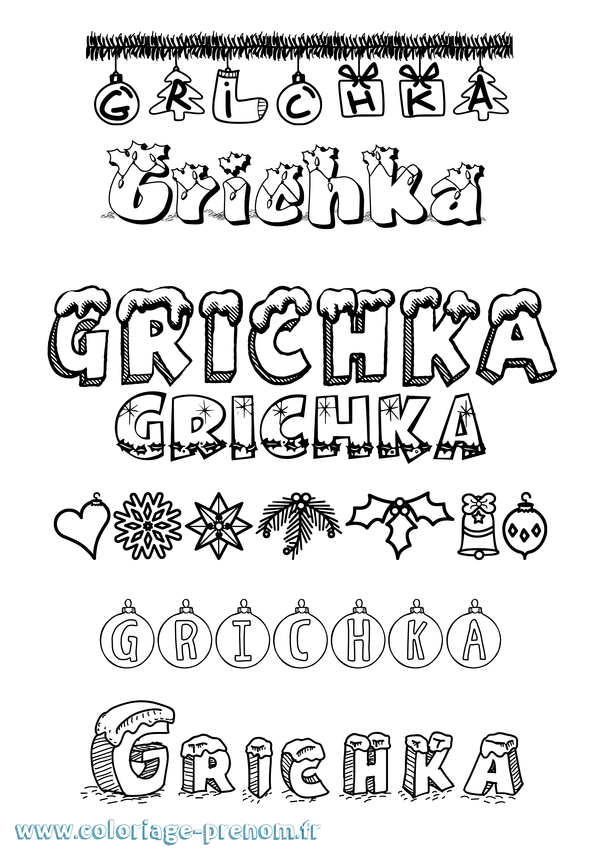 Coloriage Grichka Noël Coloriage prénom Grichka Noël