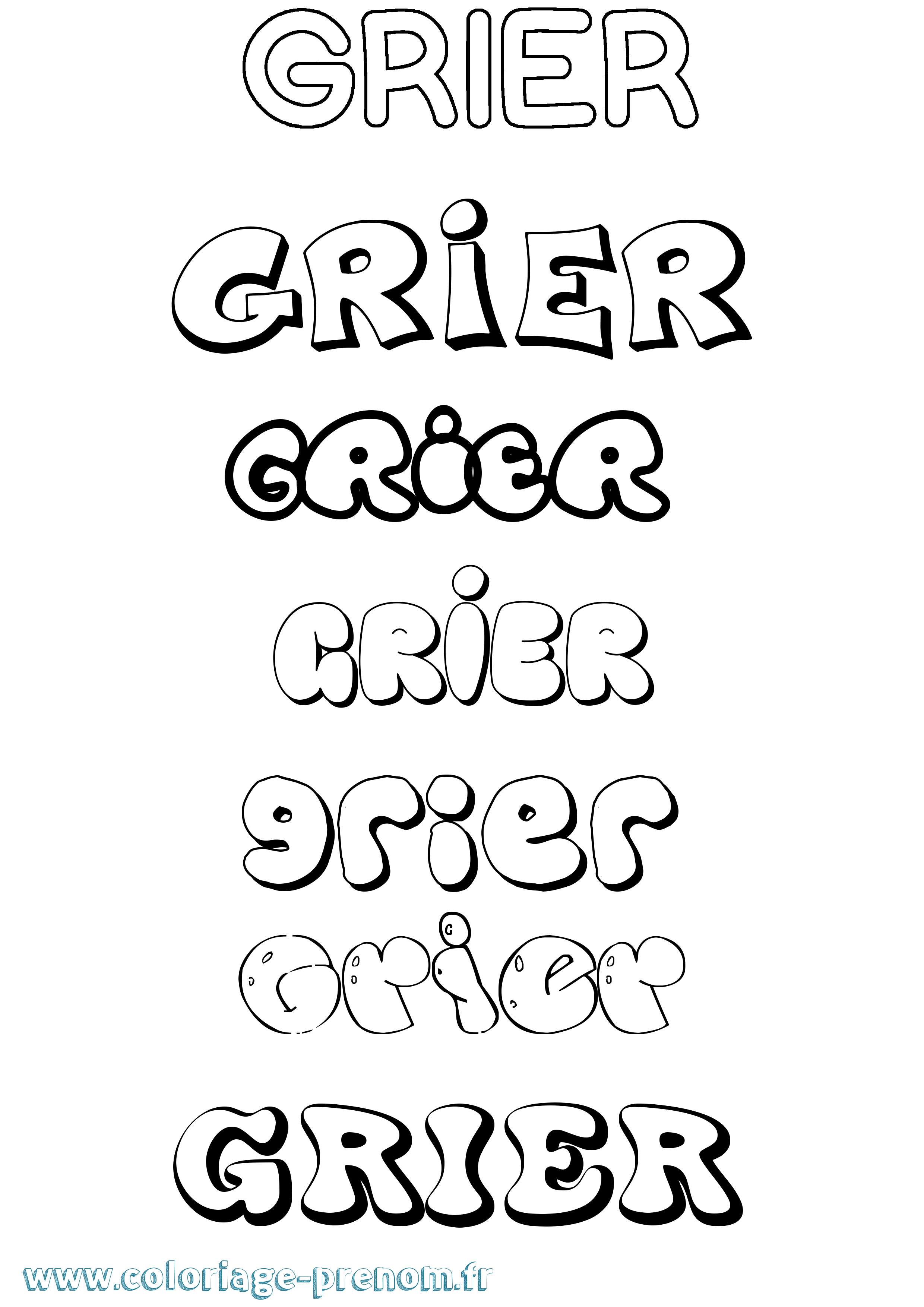 Coloriage Grier Bubble Coloriage prénom Grier Bubble