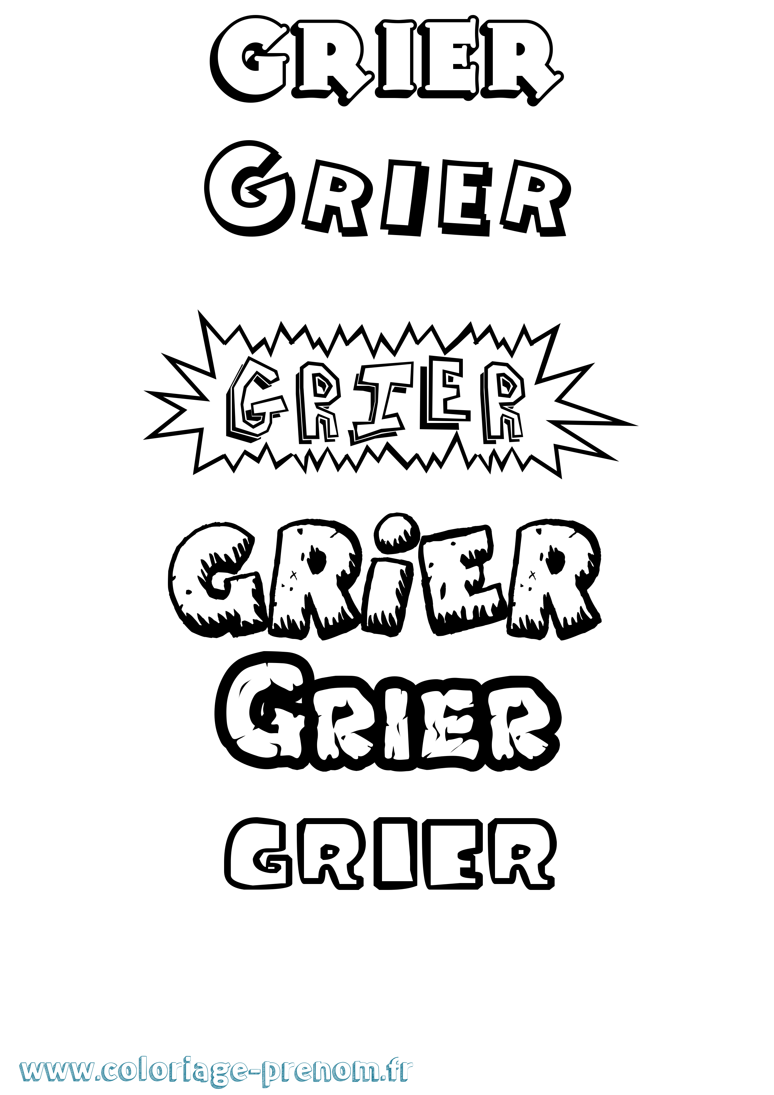 Coloriage Grier Dessin Animé Coloriage prénom Grier Dessin Animé