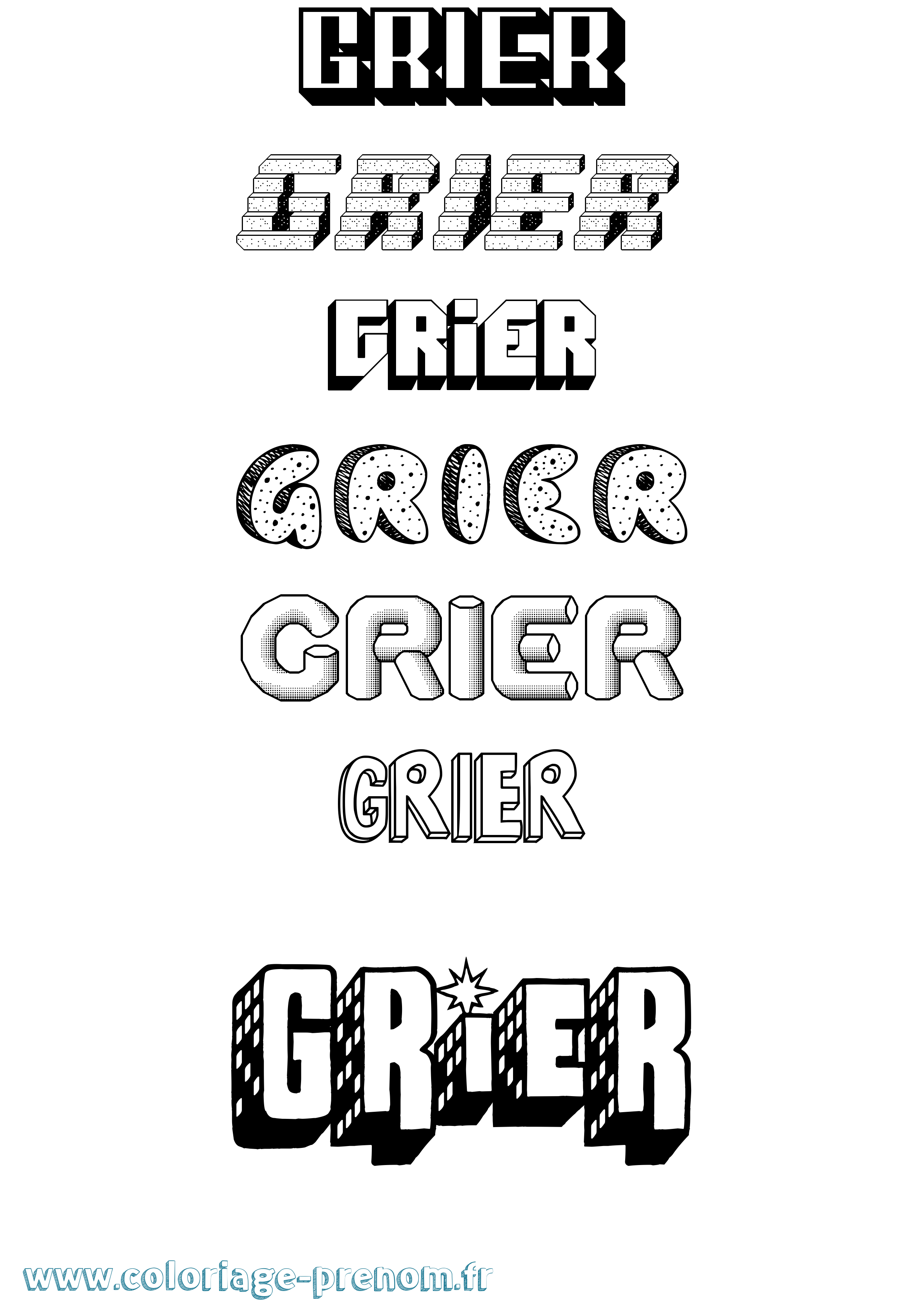 Coloriage Grier Effet 3D Coloriage prénom Grier Effet 3D