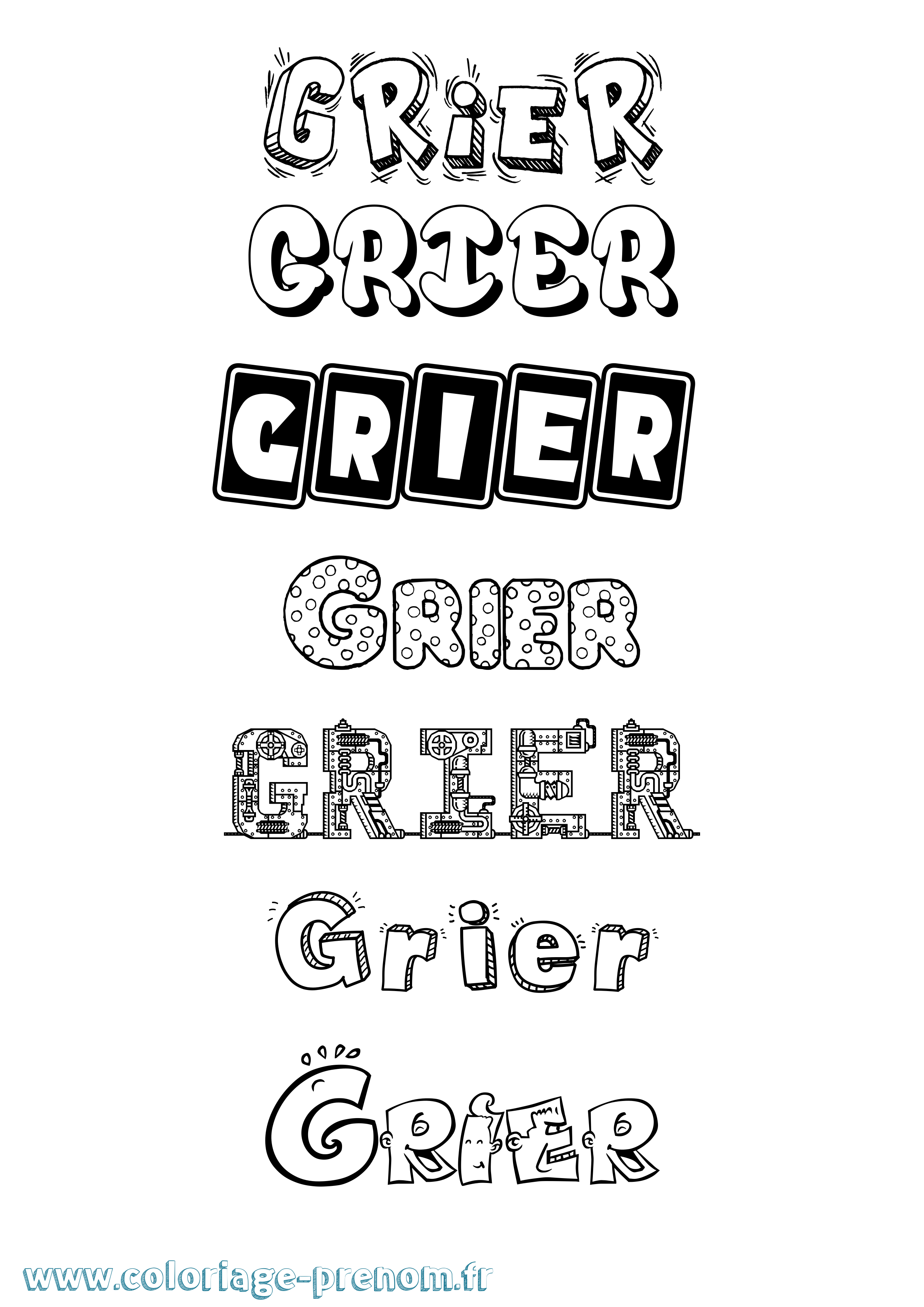 Coloriage Grier Fun Coloriage prénom Grier Fun