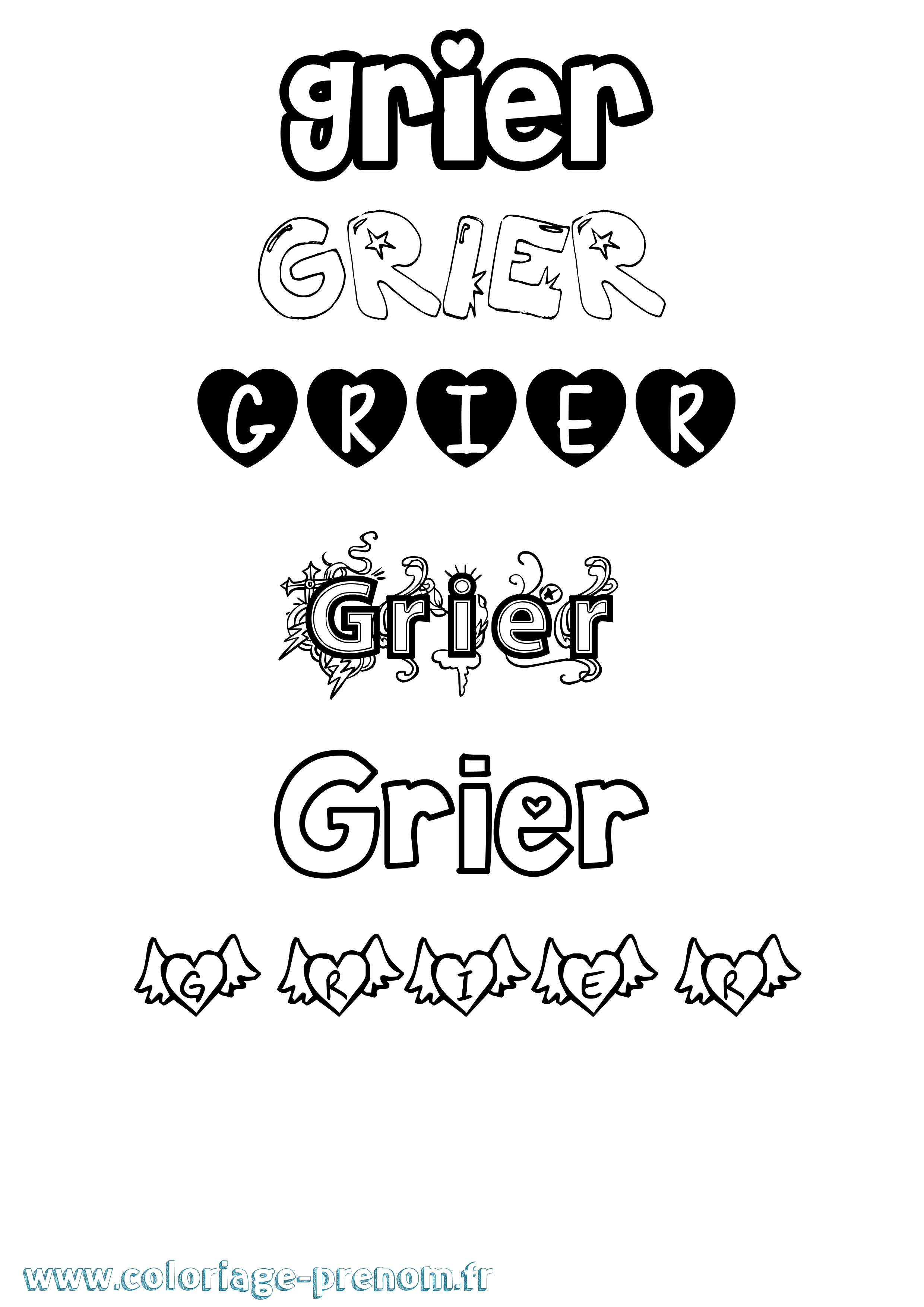 Coloriage Grier Girly Coloriage prénom Grier Girly
