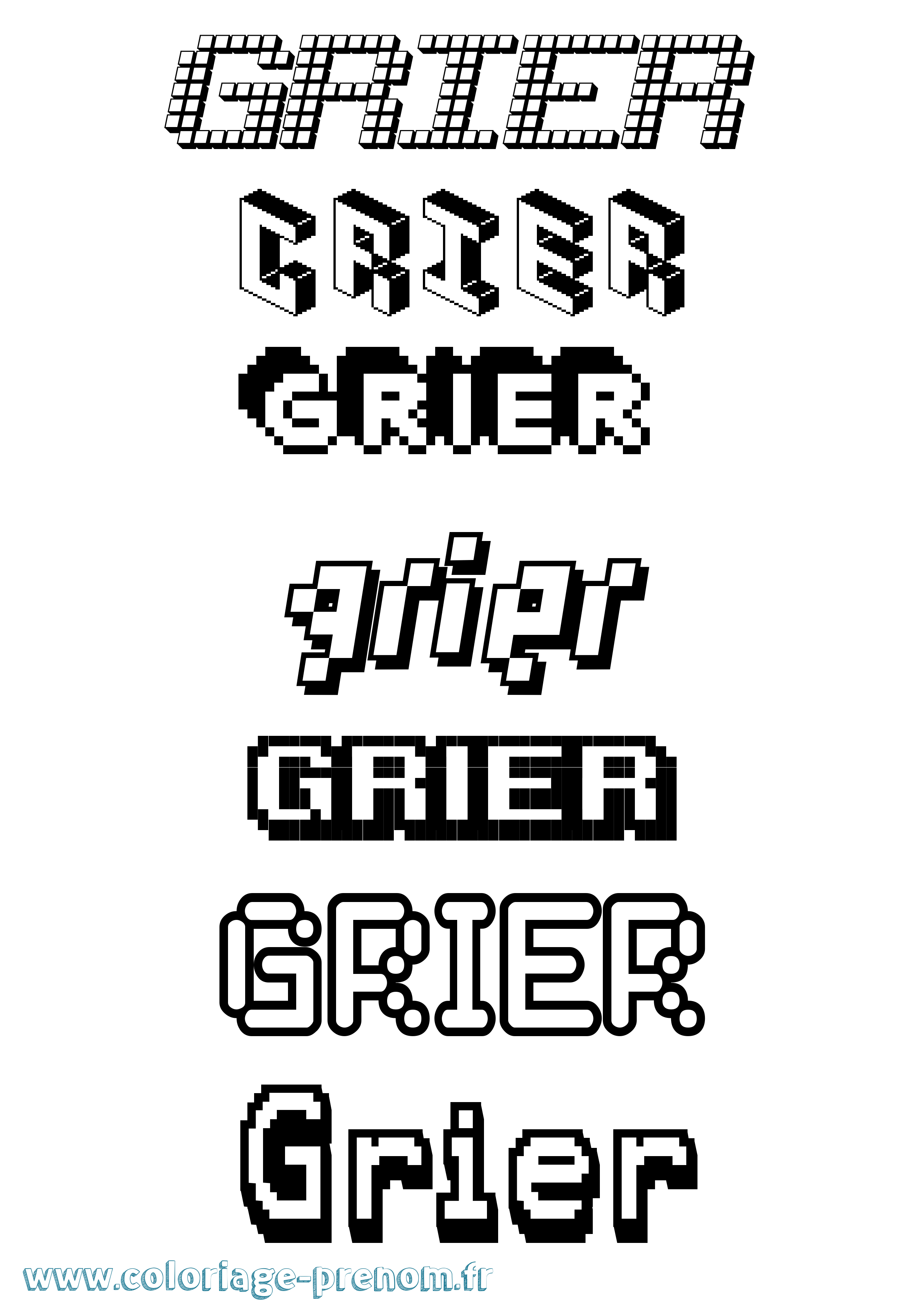 Coloriage Grier Pixel Coloriage prénom Grier Pixel