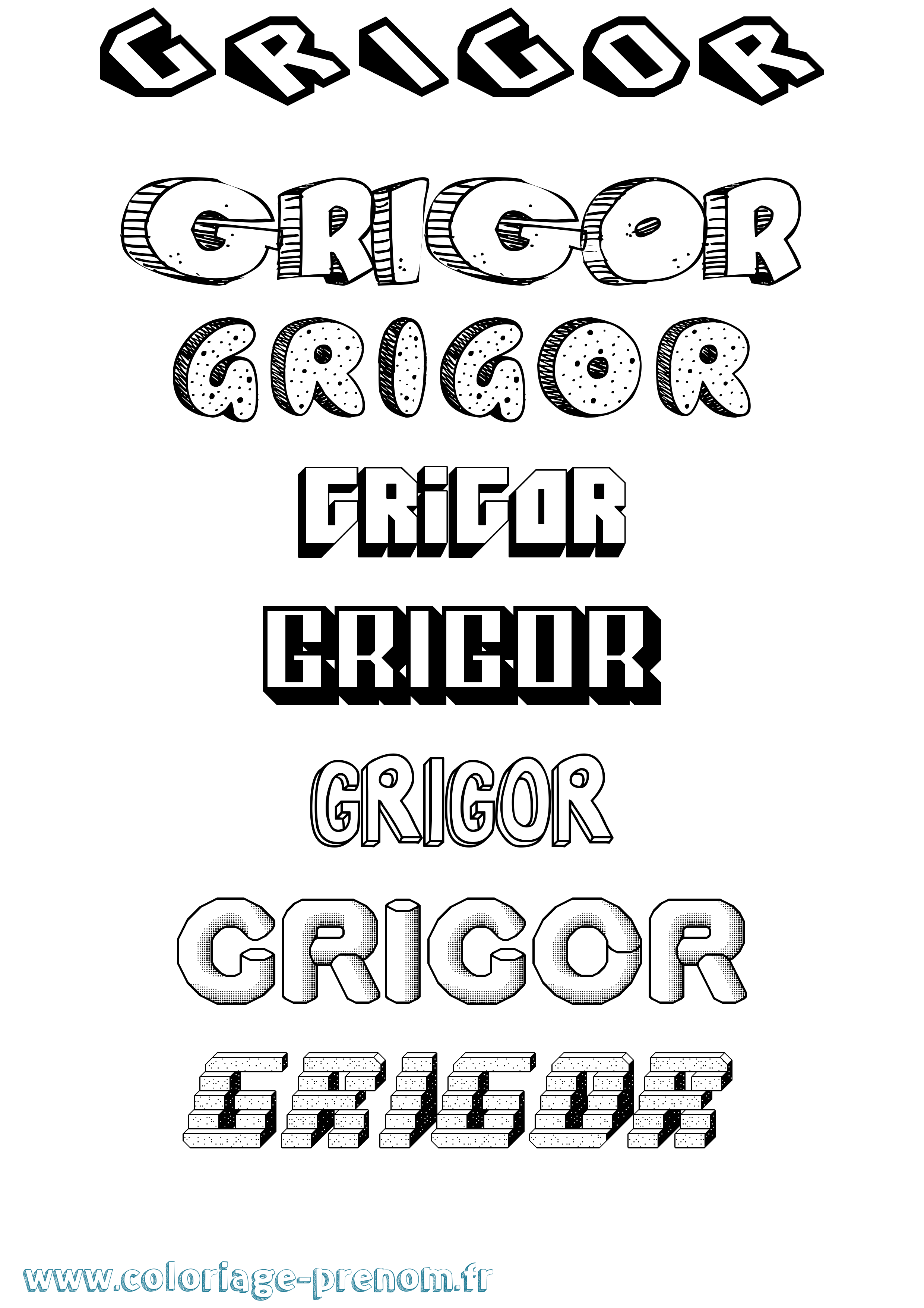 Coloriage Grigor Effet 3D Coloriage prénom Grigor Effet 3D