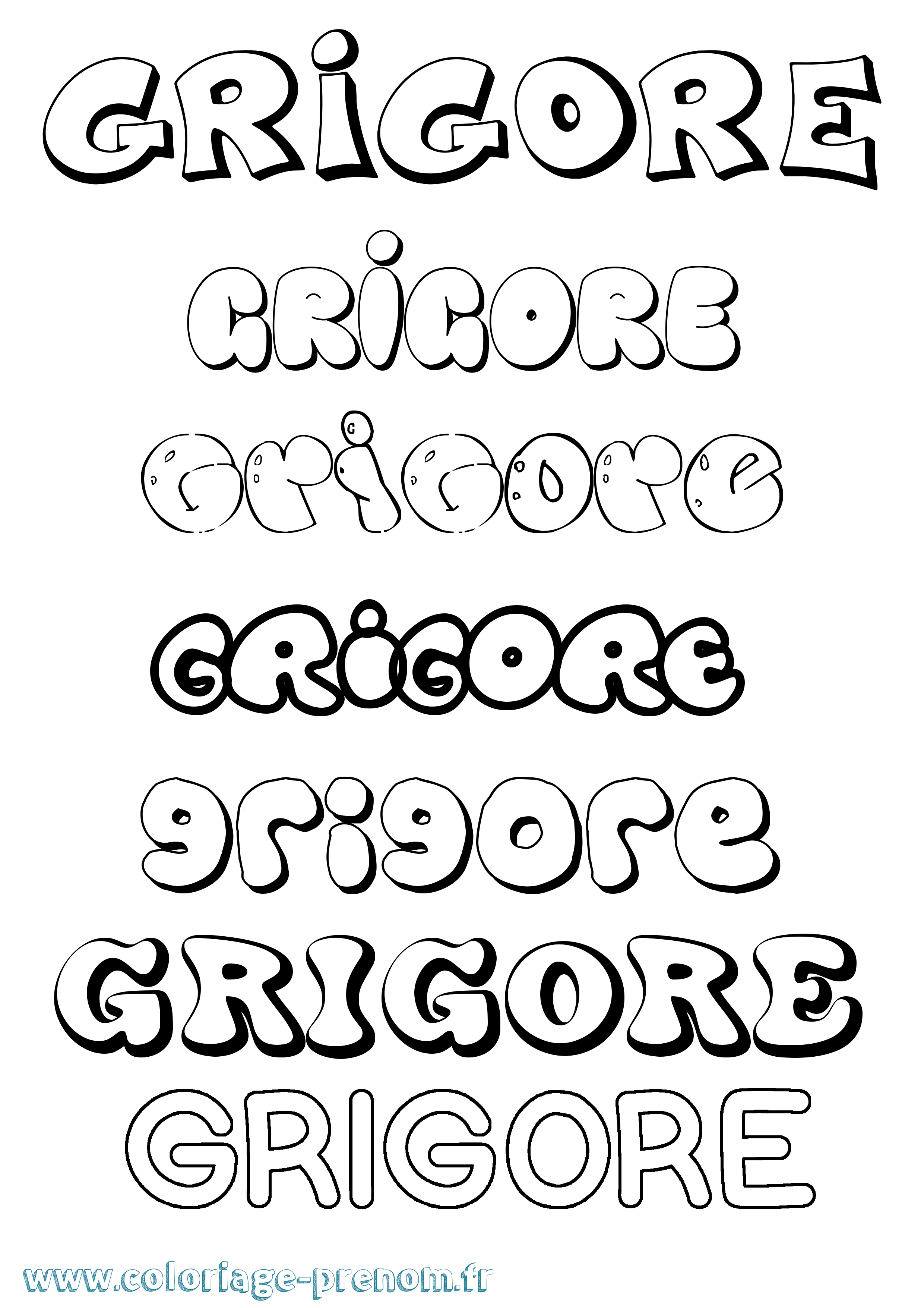 Coloriage Grigore Bubble Coloriage prénom Grigore Bubble