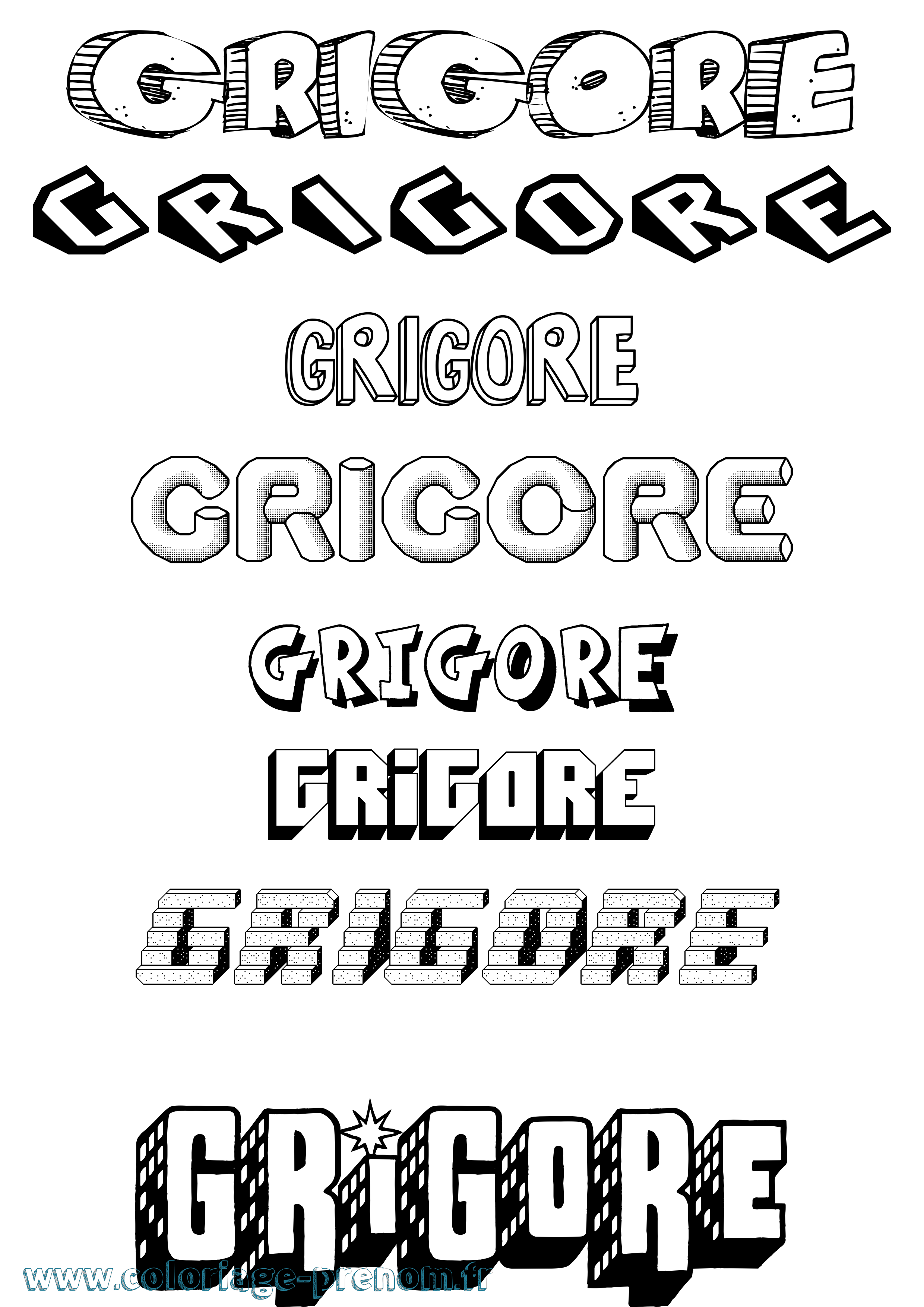 Coloriage Grigore Effet 3D Coloriage prénom Grigore Effet 3D