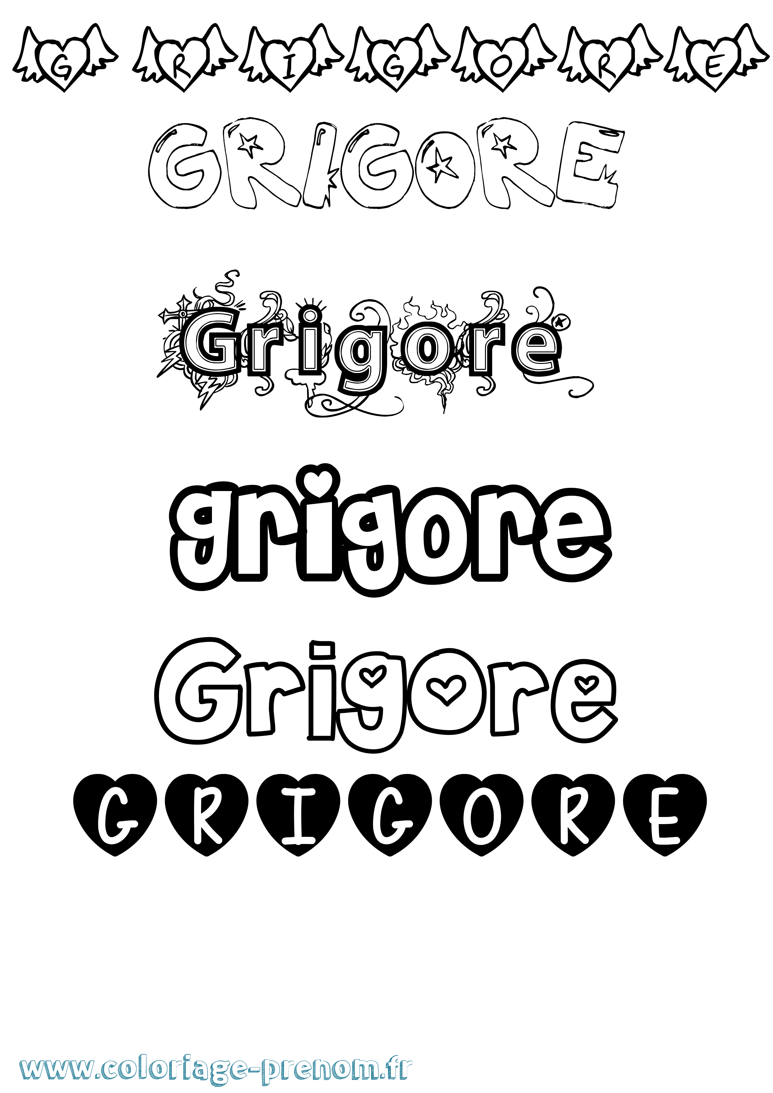 Coloriage Grigore Girly Coloriage prénom Grigore Girly