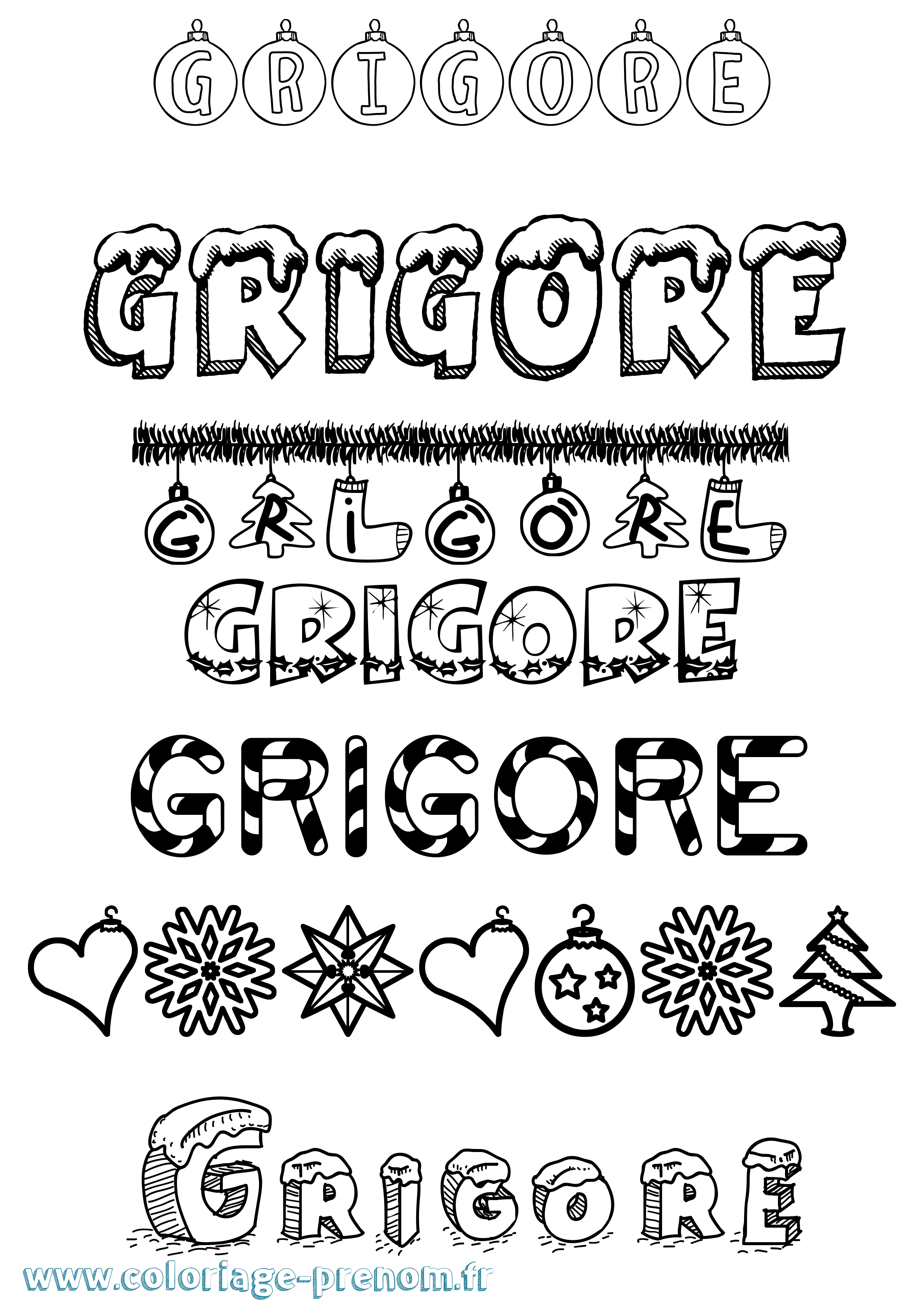 Coloriage Grigore Noël Coloriage prénom Grigore Noël