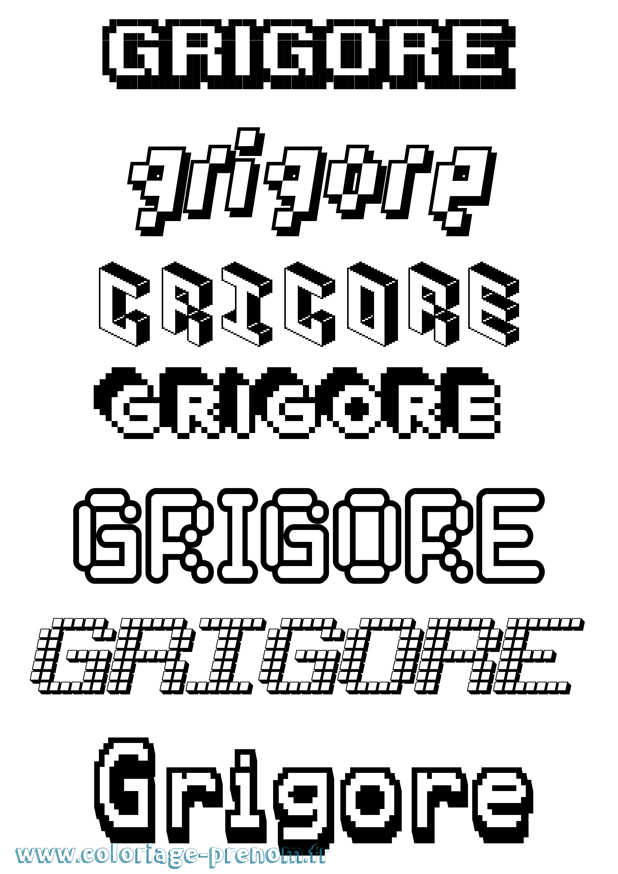 Coloriage Grigore Pixel Coloriage prénom Grigore Pixel