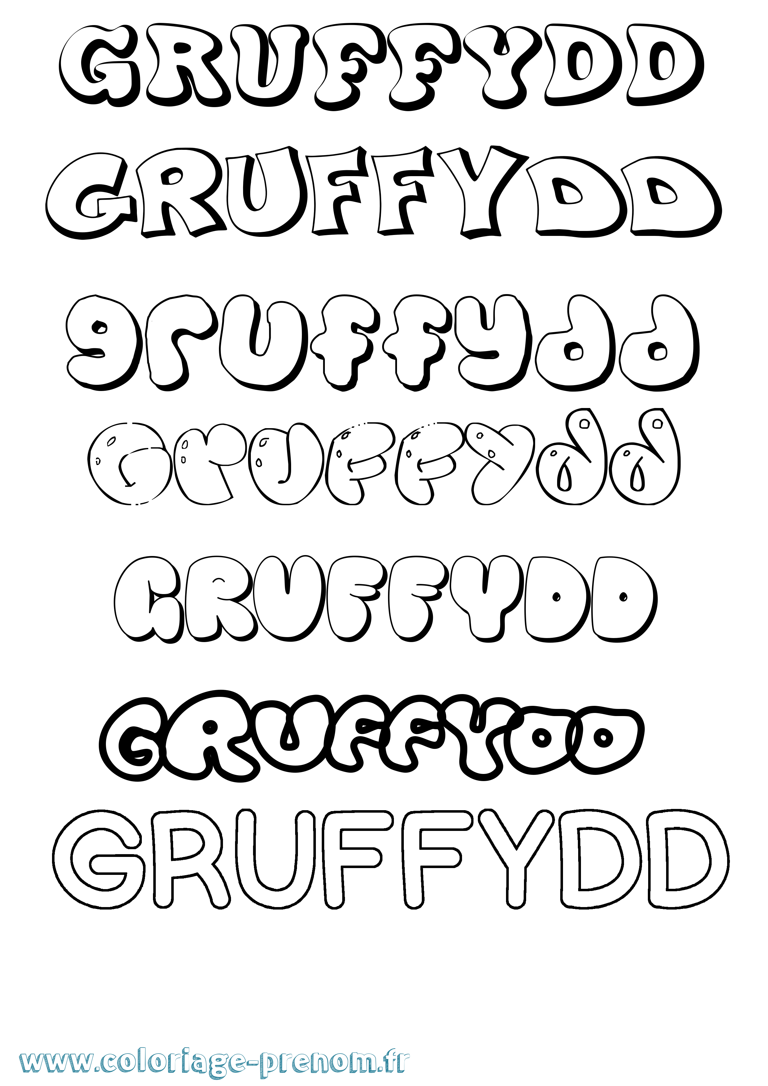 Coloriage Gruffydd Bubble Coloriage prénom Gruffydd Bubble