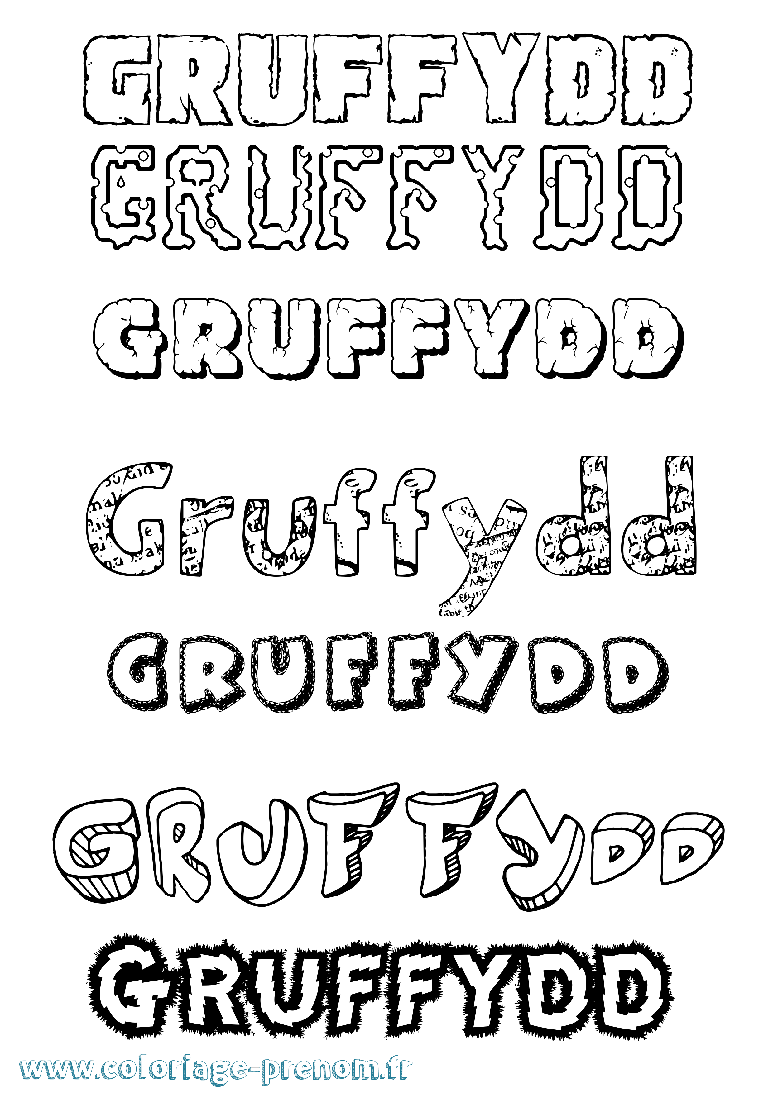 Coloriage Gruffydd Destructuré Coloriage prénom Gruffydd Destructuré