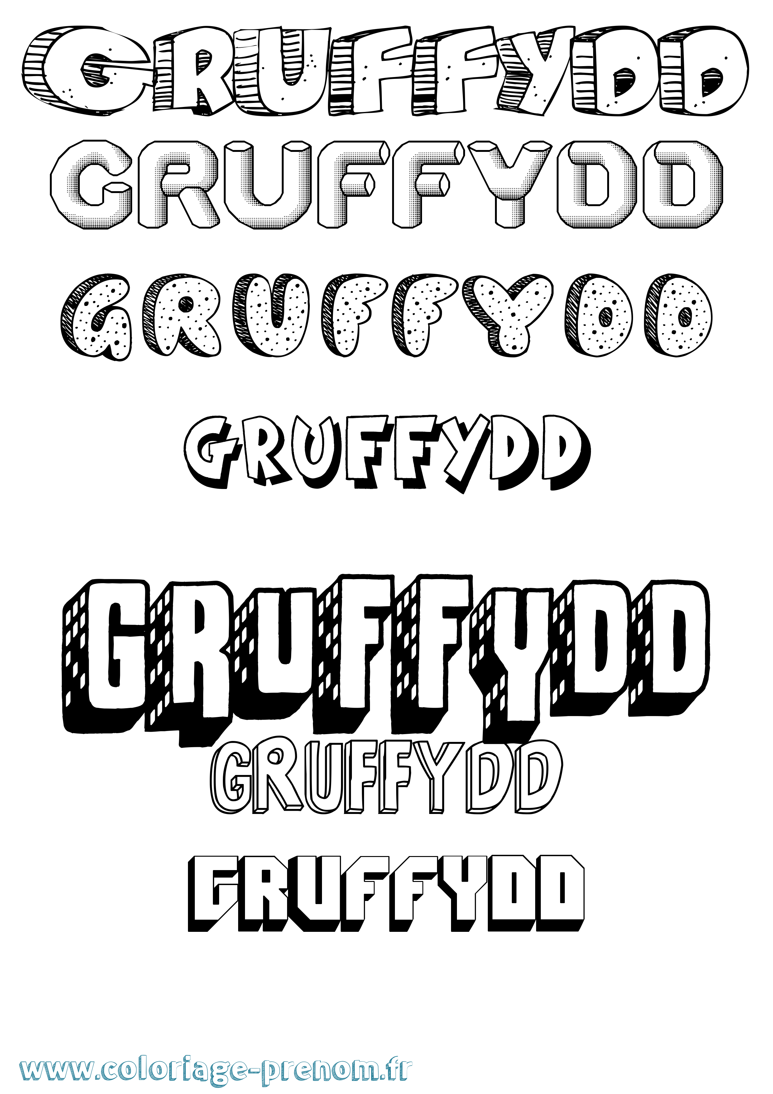 Coloriage Gruffydd Effet 3D Coloriage prénom Gruffydd Effet 3D