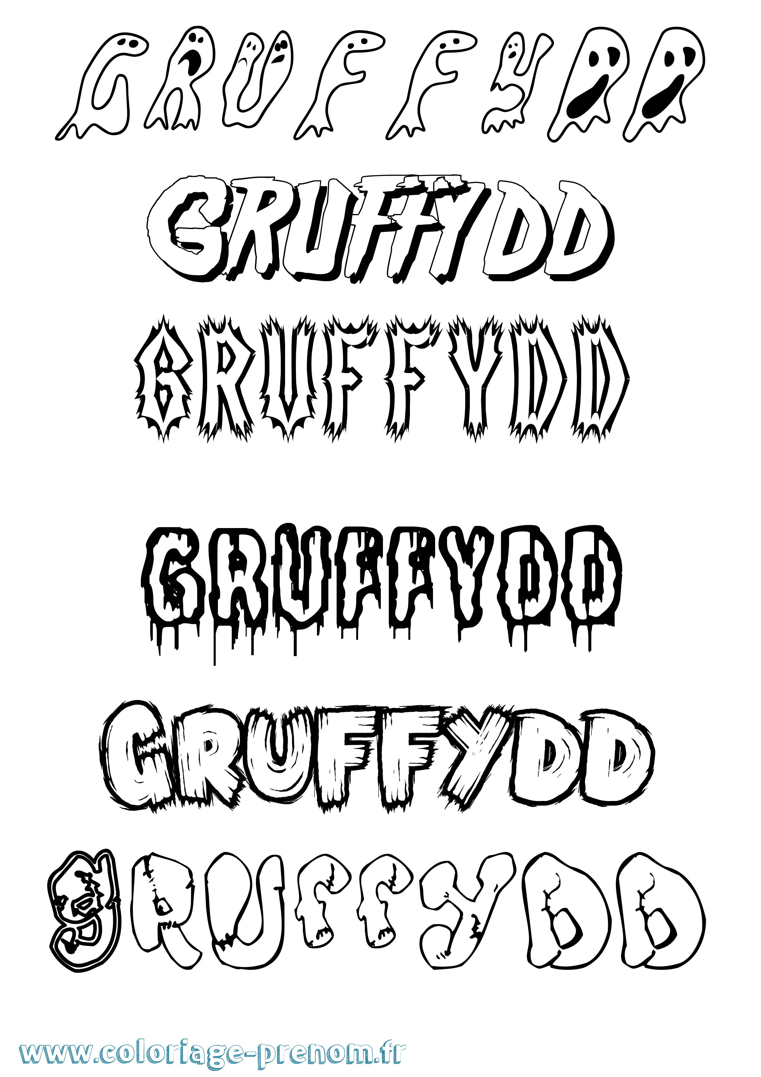 Coloriage Gruffydd Frisson Coloriage prénom Gruffydd Frisson