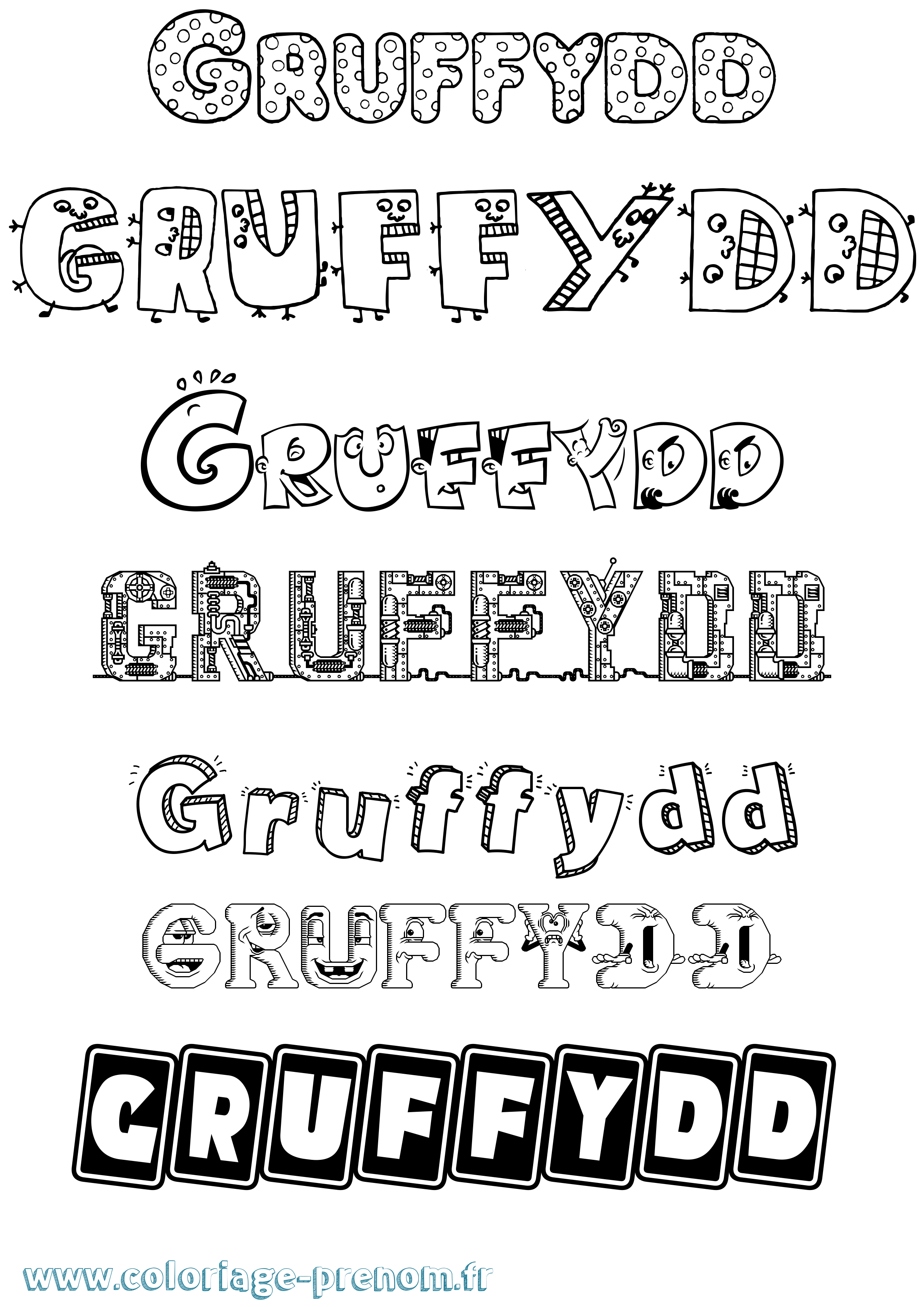 Coloriage Gruffydd Fun Coloriage prénom Gruffydd Fun