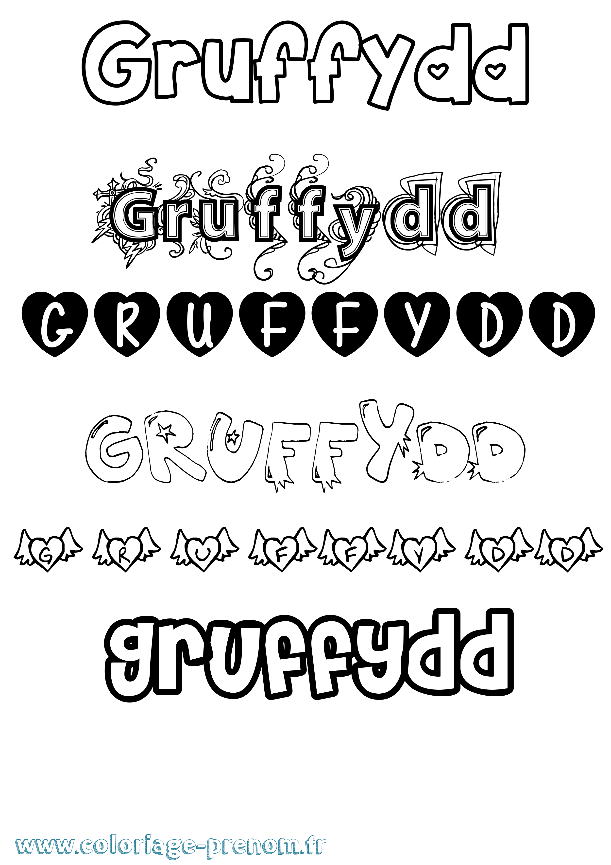 Coloriage Gruffydd Girly Coloriage prénom Gruffydd Girly