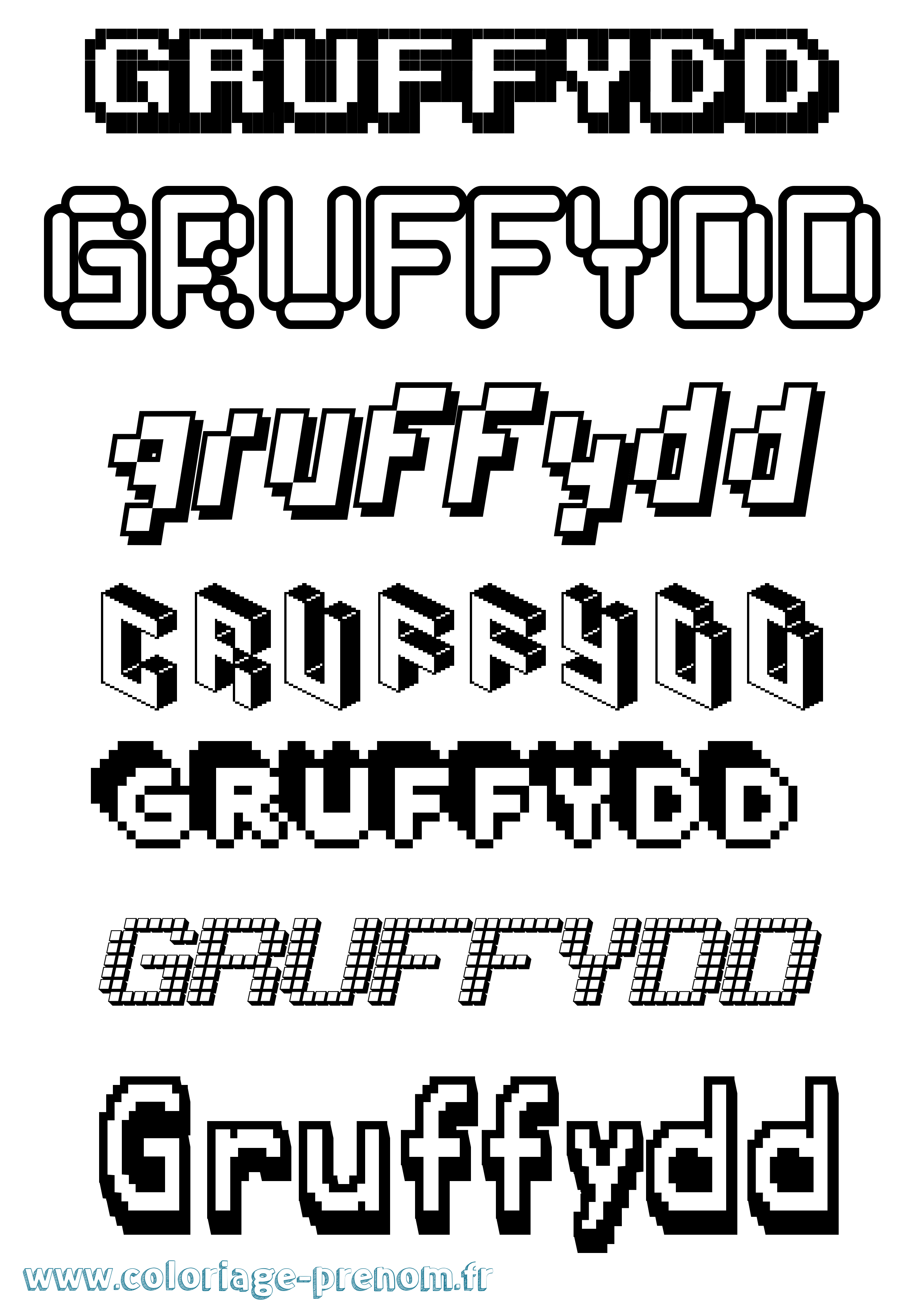 Coloriage Gruffydd Pixel Coloriage prénom Gruffydd Pixel