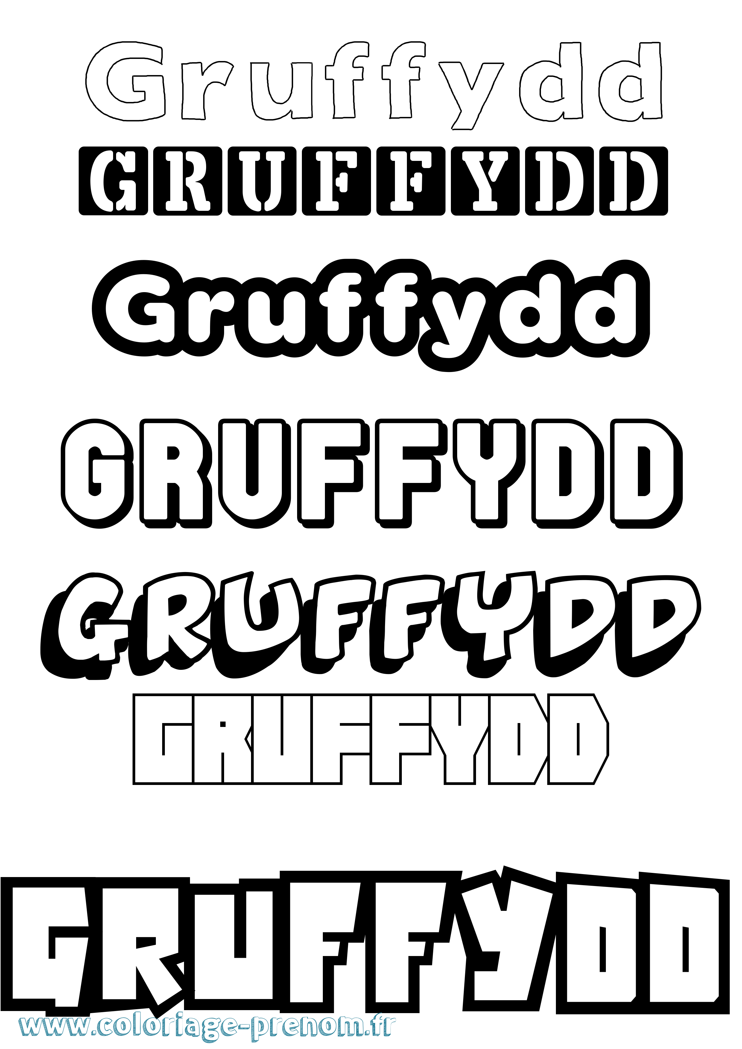 Coloriage Gruffydd Simple Coloriage prénom Gruffydd Simple